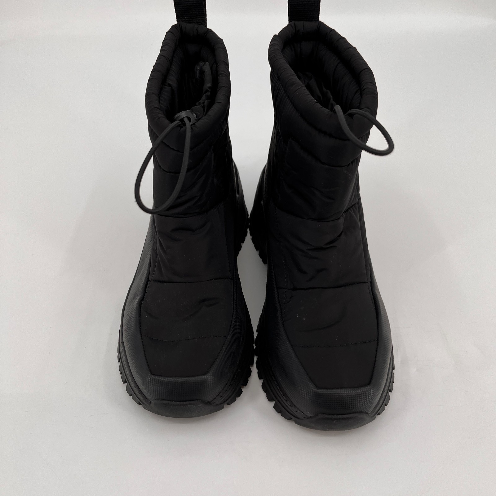 Calvin Klein Nelsa Ankle Boot Black Size 7.5 Synthetic Textile Lug Sole