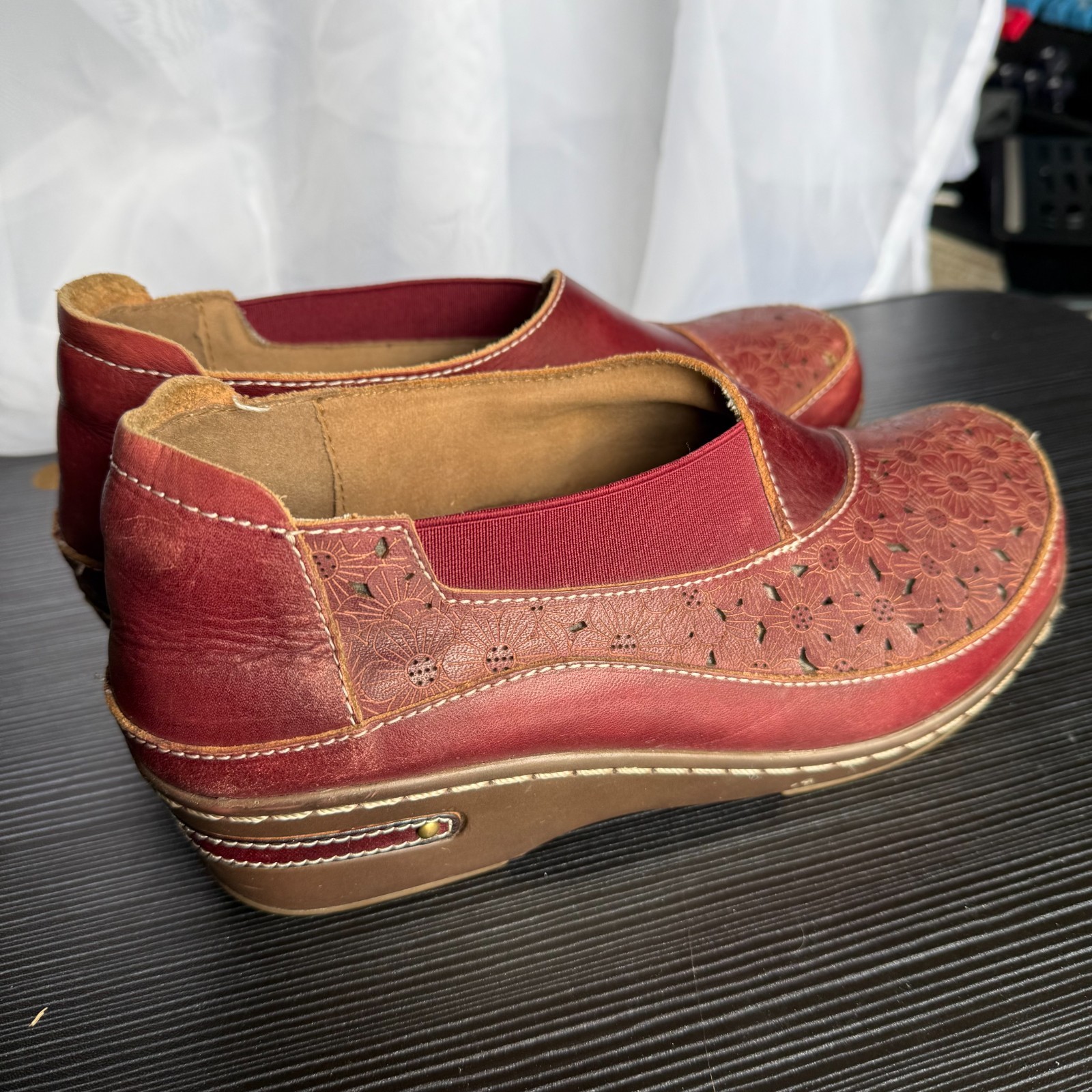 L’Artiste Spring Step Brunbak-BX Leather Clog Women’s Size 37** (US 8) Bordeaux