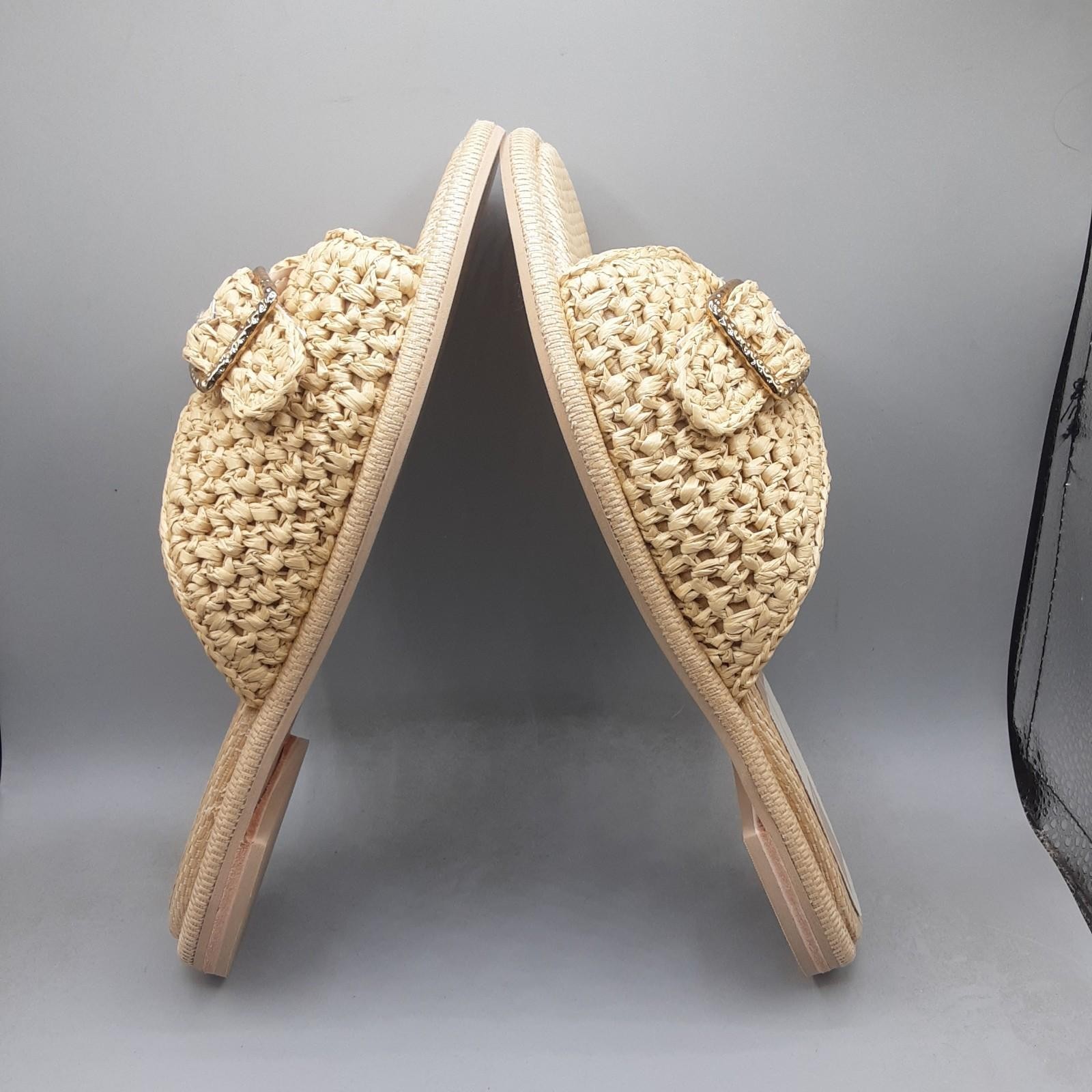 Dolce Vita Buckle Slide Sandals Alonzo Natural Women’s 9M Beige Raffia A263