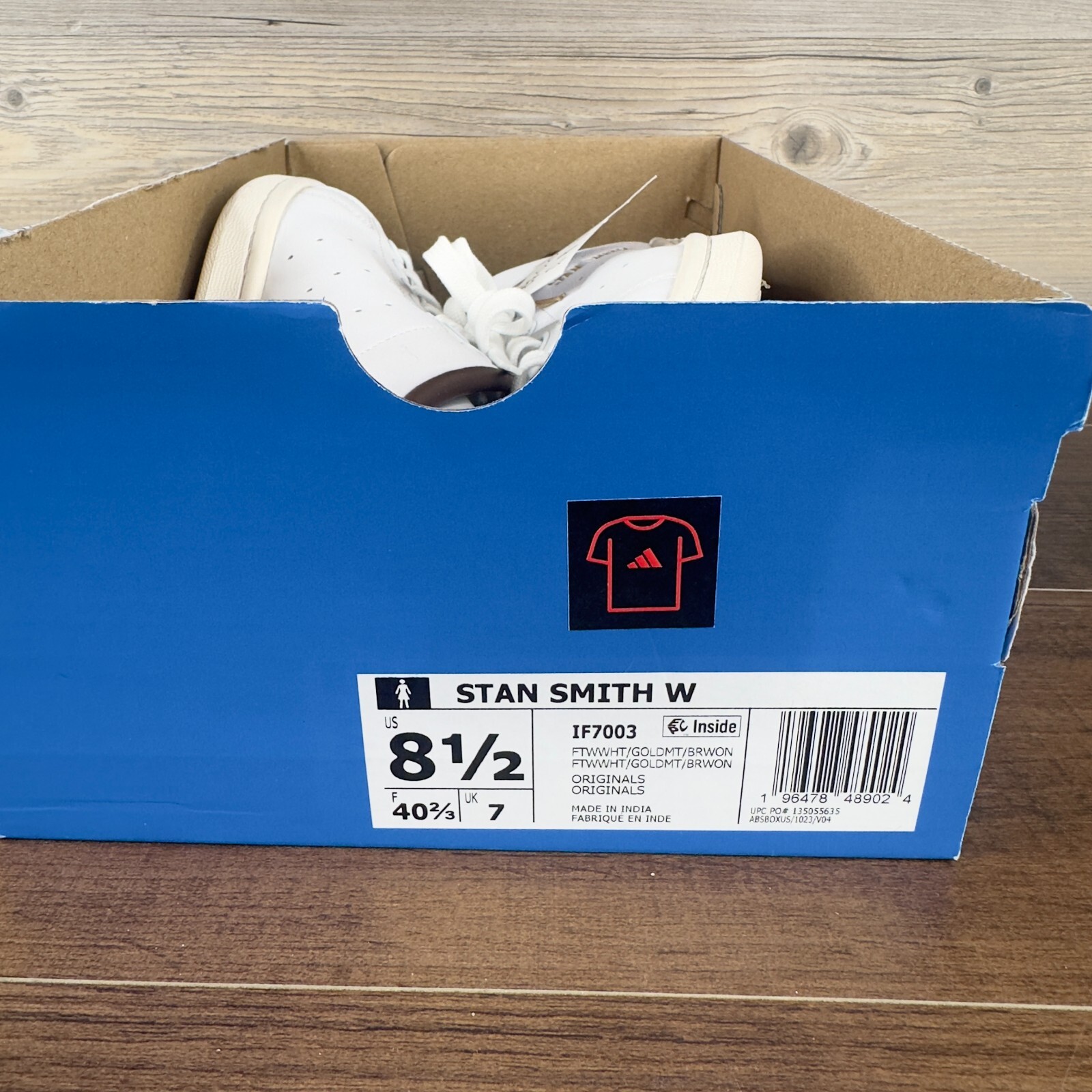 adidas Stan Smith Womens Size 8.5 Cloud White Gold Metallic Brown IF7003
