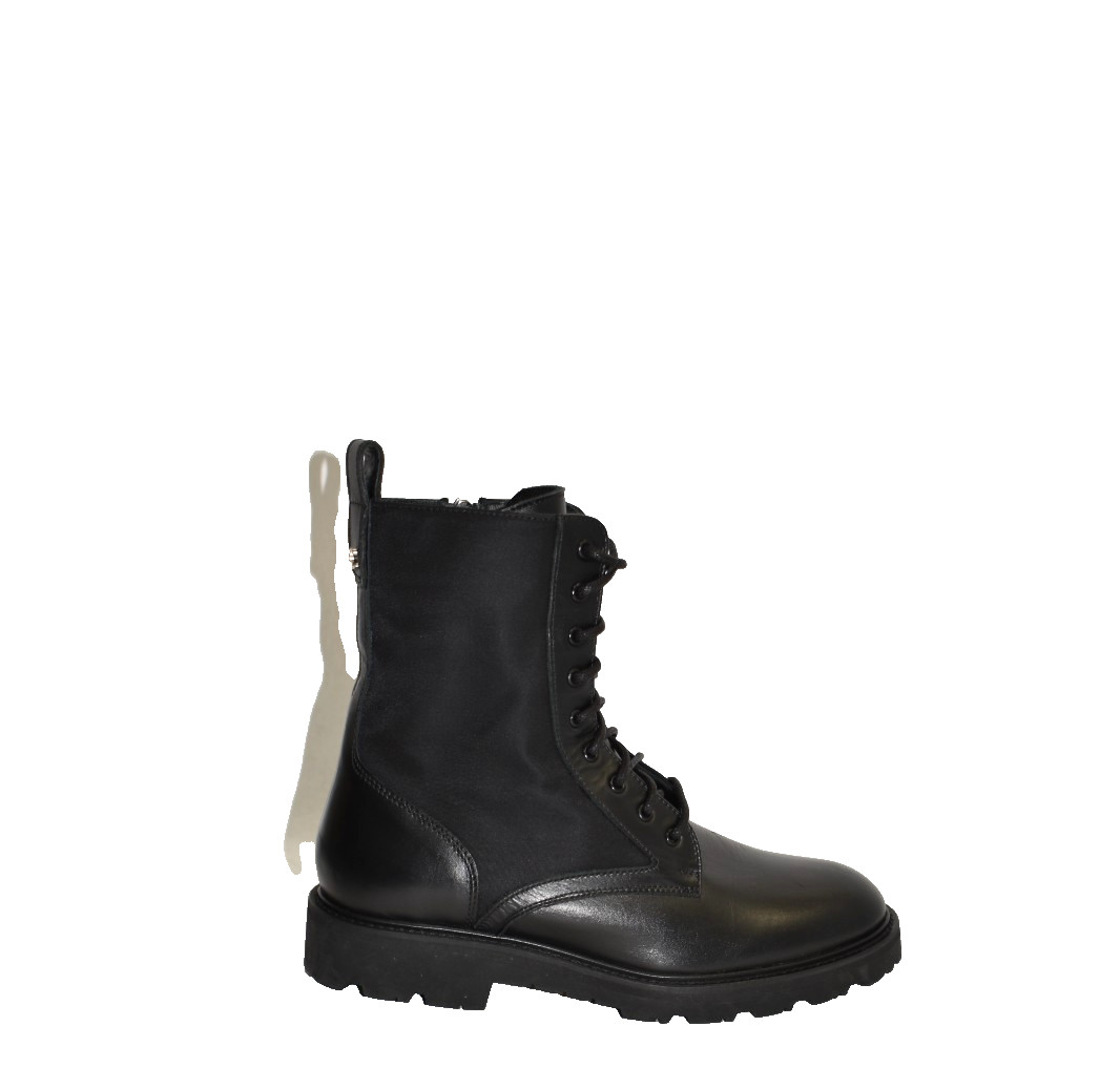 New! La Canadienne Size 7 Quint Combat Boot Black Leather/Nylon DD508
