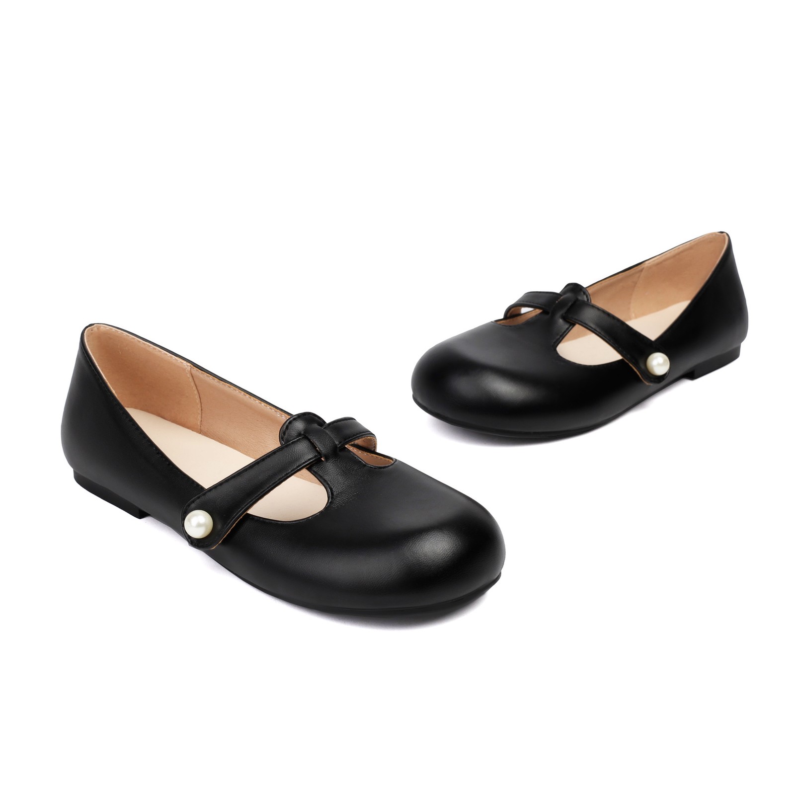Womens Mary Jane Flat Shoes Round Toe Casual Slip on Loafers Shoes Plus Size