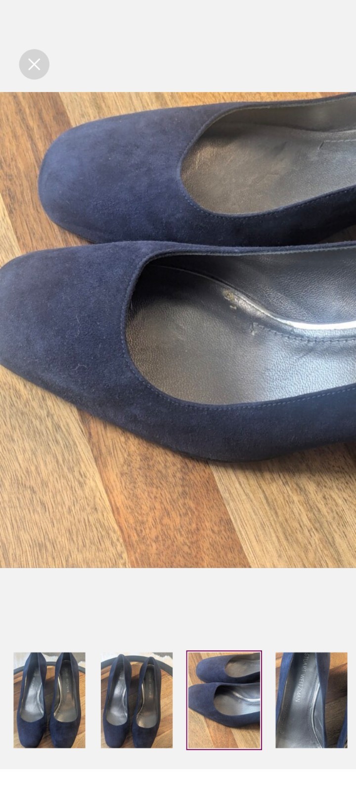 Stuart Weitzman Pumps Marymid Women 9.5M Suede Leather Navy Blue Block Heel