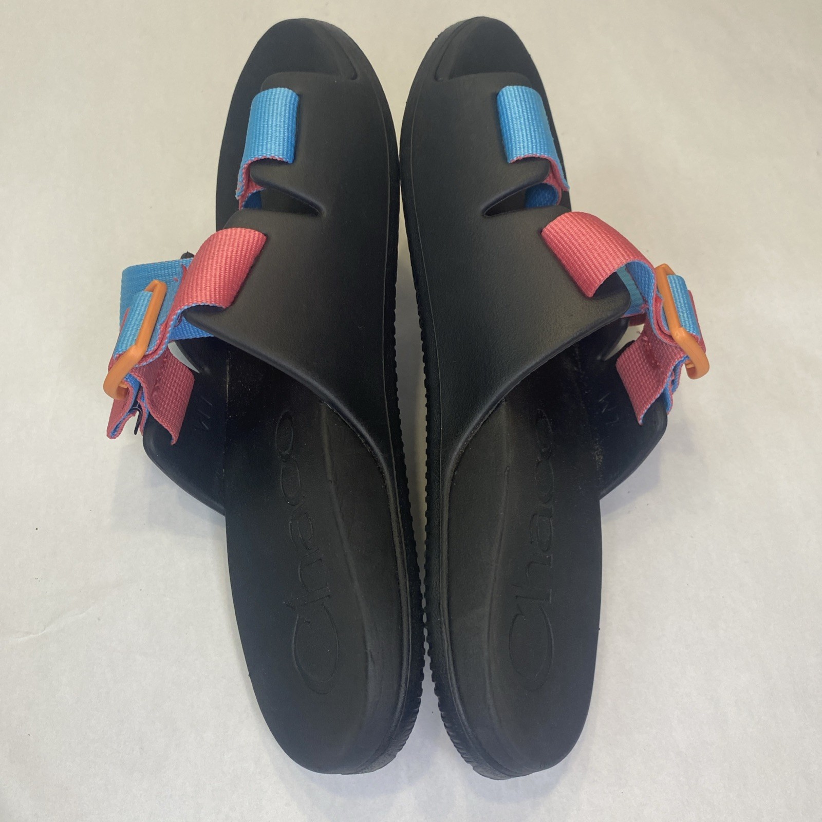 Women’s Chaco Chillos Slide Sandals Size 7 Pink Blue Flat Slide Sandals