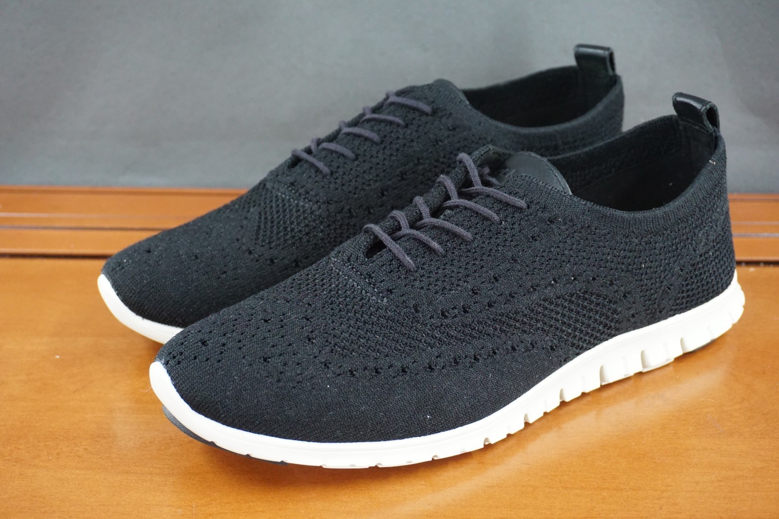 Cole Haan Zerogrand Wingtip Oxford Shoes Womens 10.5 Black Knit Casual Sneakers