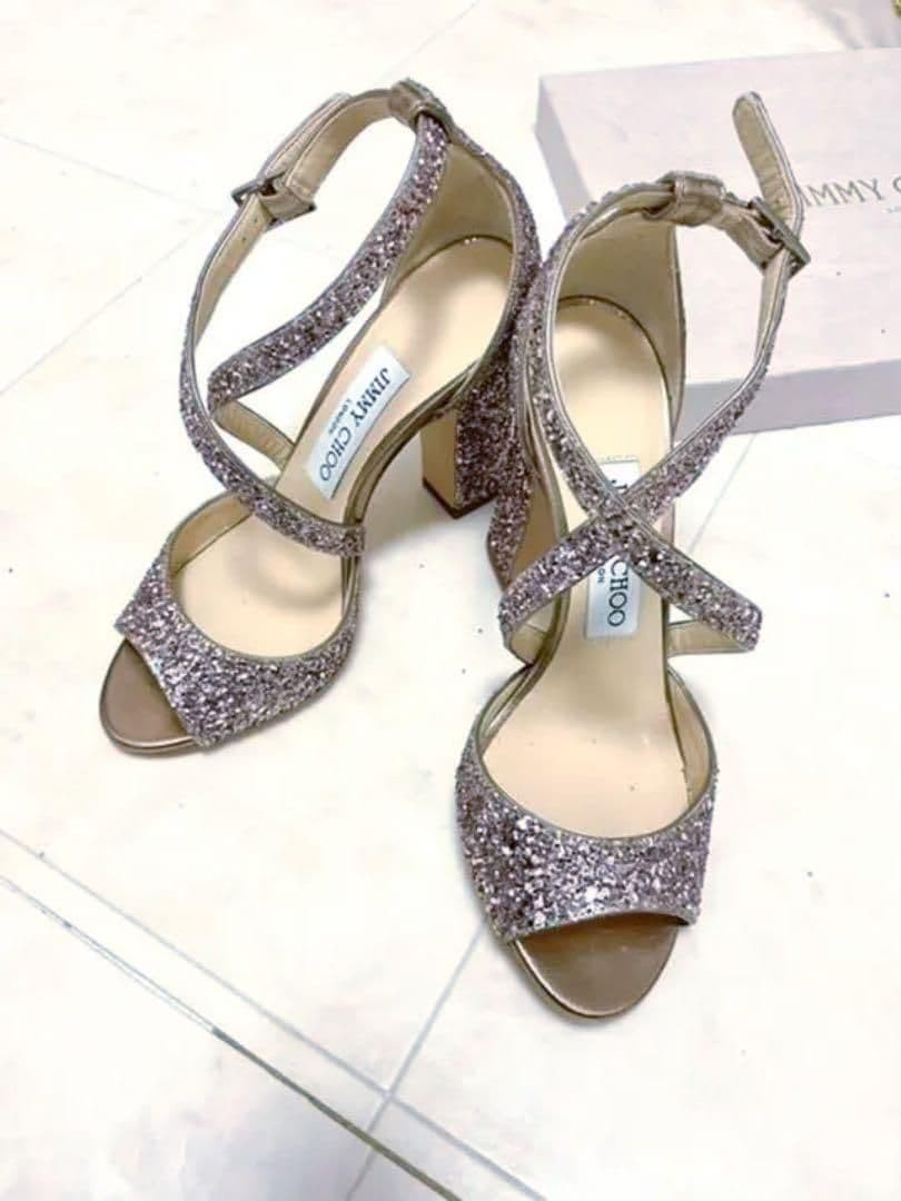 Rare Jimmy Choo 37 24cm Heels 8.5cm Stiletto Sandals Elegant Women’s Shoes