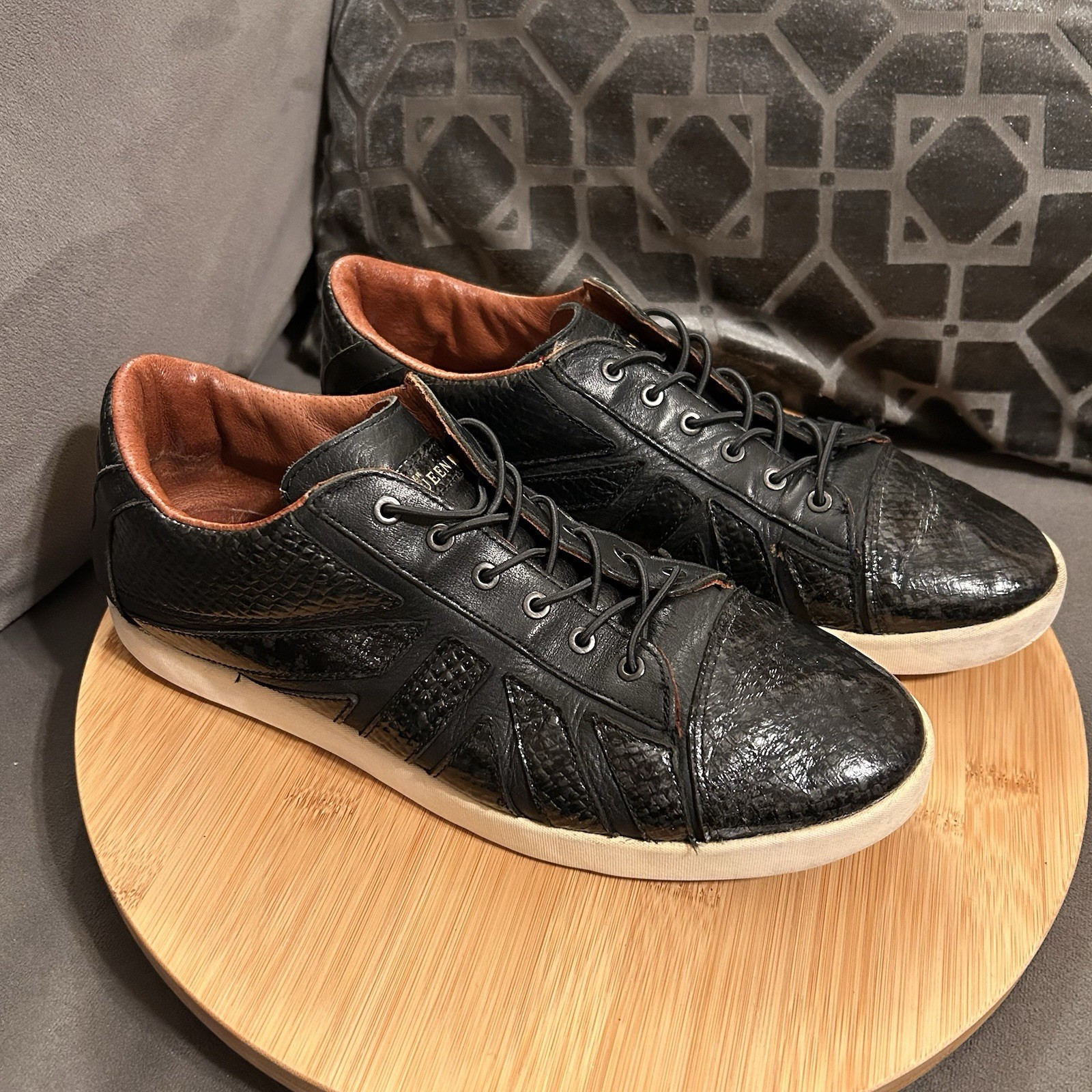 Alexander McQueen X Puma Black Leather Low Lace Up Sneakers Women’s Size 8.5