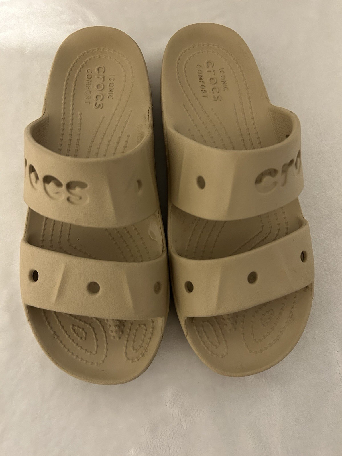 Crocs Women’s Baya Beige Platform Slide Sandals US 8