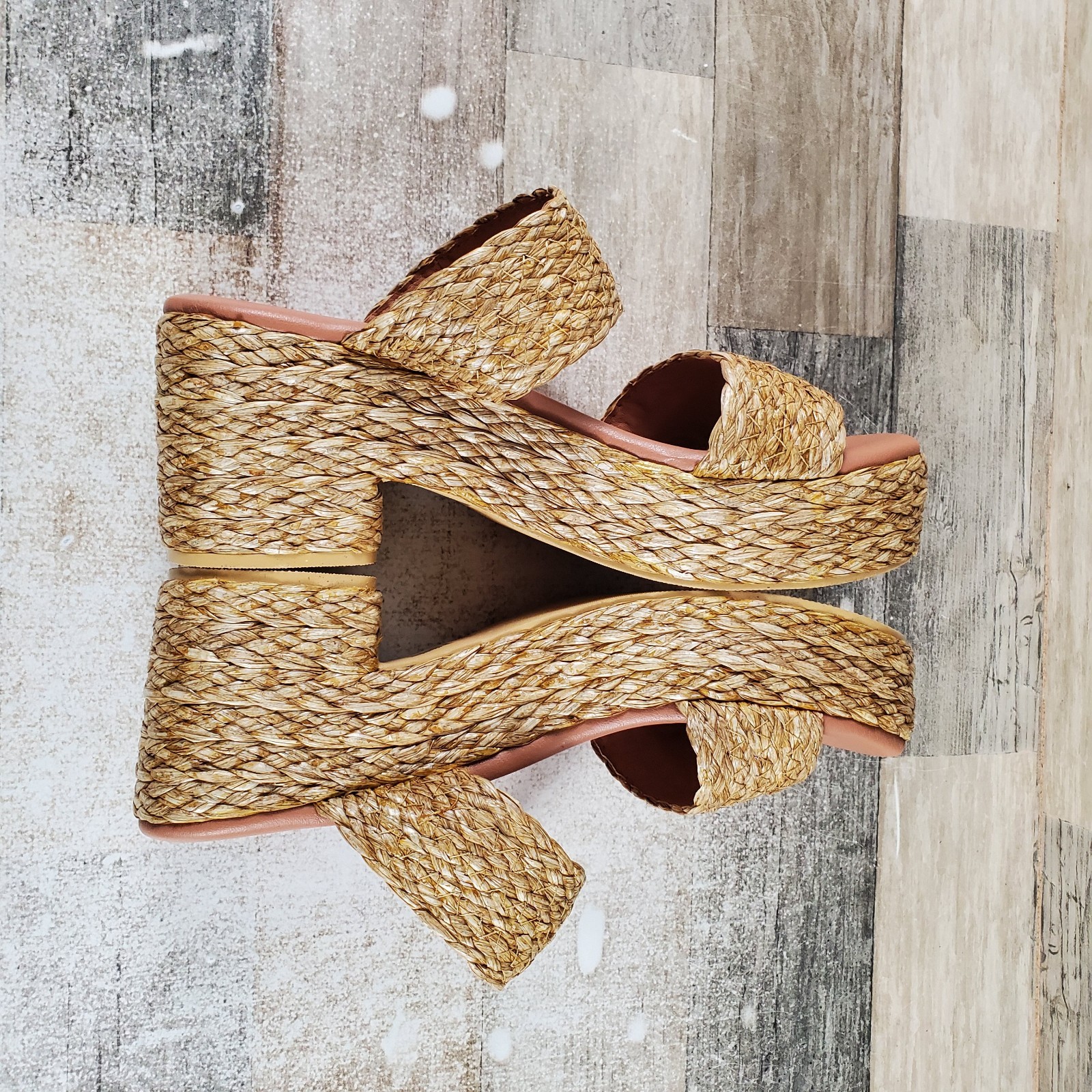 Matisse Ocean Ave Womens Platform Sandal Sz 10 M Cognac Raffia Slip On Round Toe