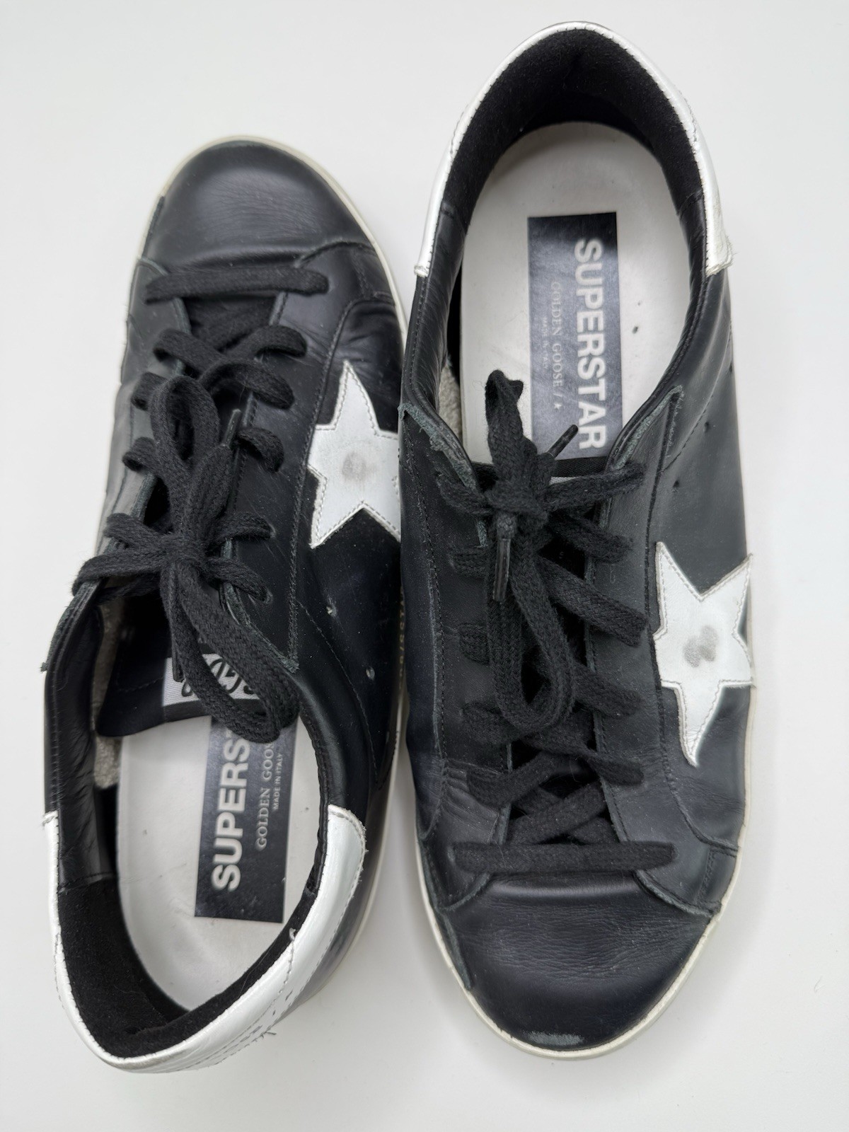 Golden Goose Super-Star Leather Sneakers in Black and White Size 41