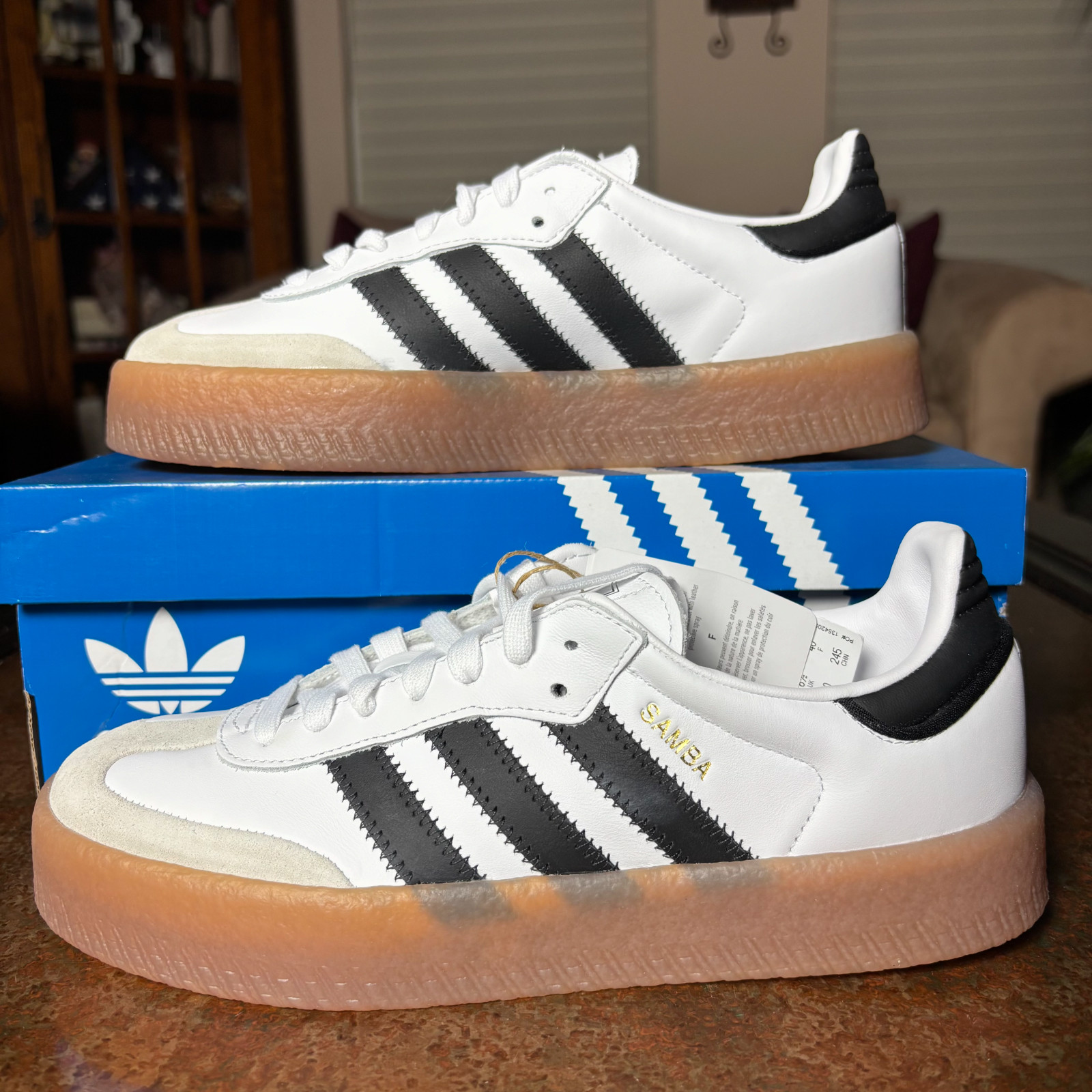 Adidas Sambae White Black Gum Casual Lifestyle Shoes Sneakers Women’s Sizes NEW