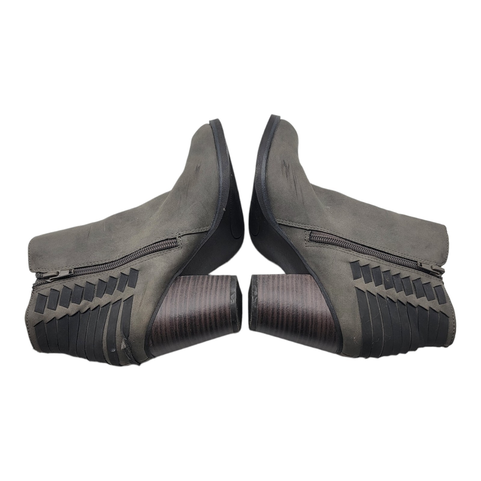 Sugar Shoes Womens 6.5 Gray SGR-Haulk PU Zipper Heels Booties Casual Party