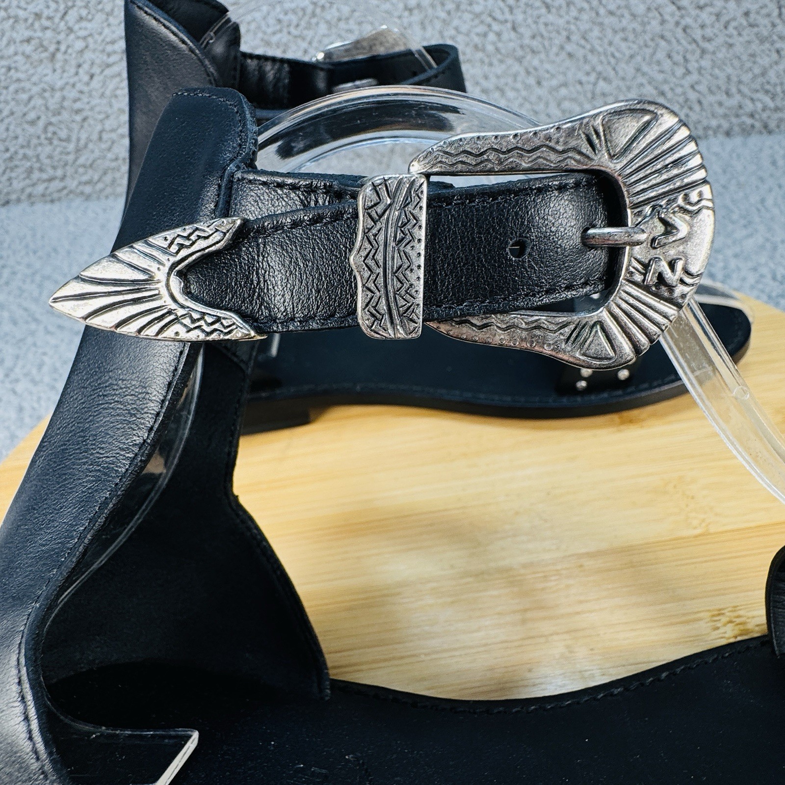Zadig & Voltaire Paris Black Leather Studded Sandals EU 37 US 6
