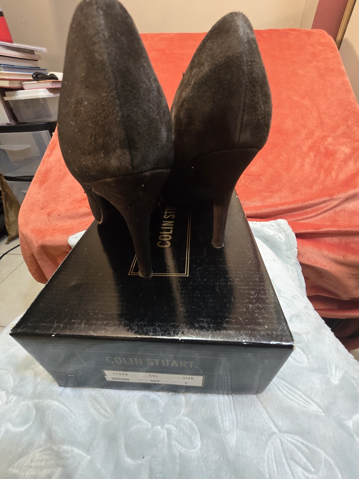 Colin Stuart Black Beaded Rhinestone Pointed Toe Pumps Size 7