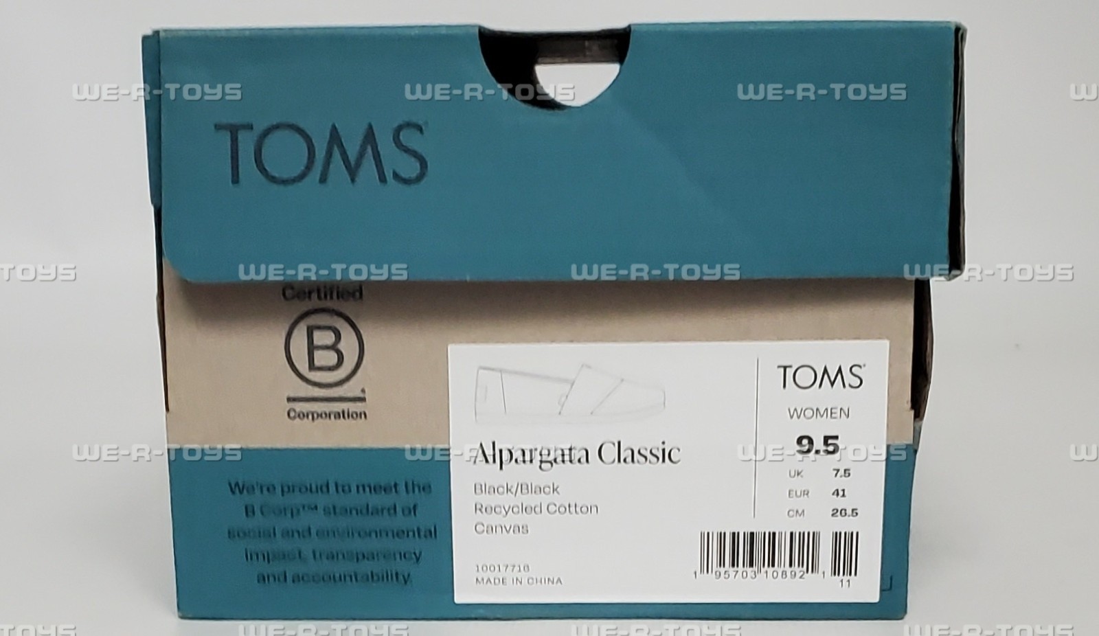 TOMS Women’s Black Classic Alpargata Slip-Ons Size 9.5 Medium