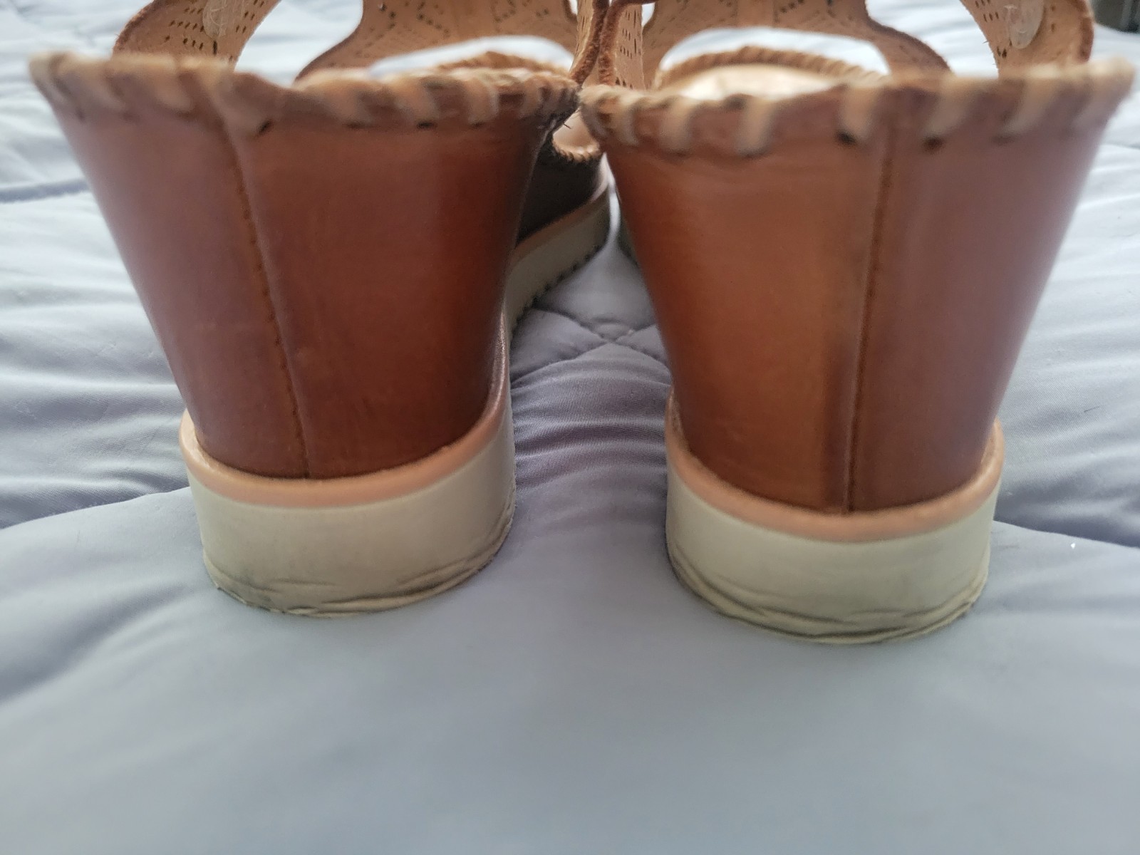 Pikolinos Womens Aguadulce Wedge Sandals Brandy Leather Perforated Sz 39 / 8.5