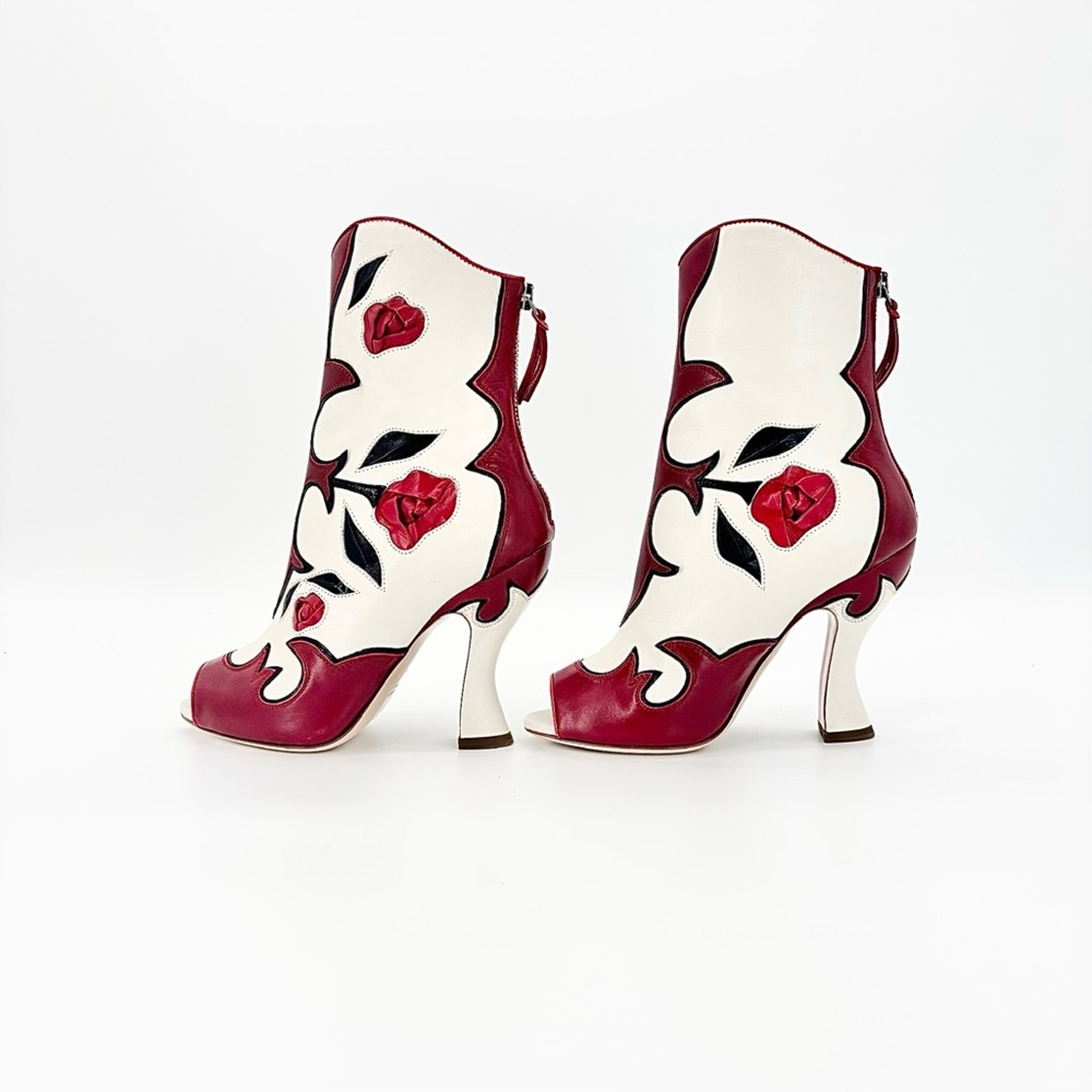 NIB Miu Miu SS2012 Runway Rose Peep Toe Western Booties 35