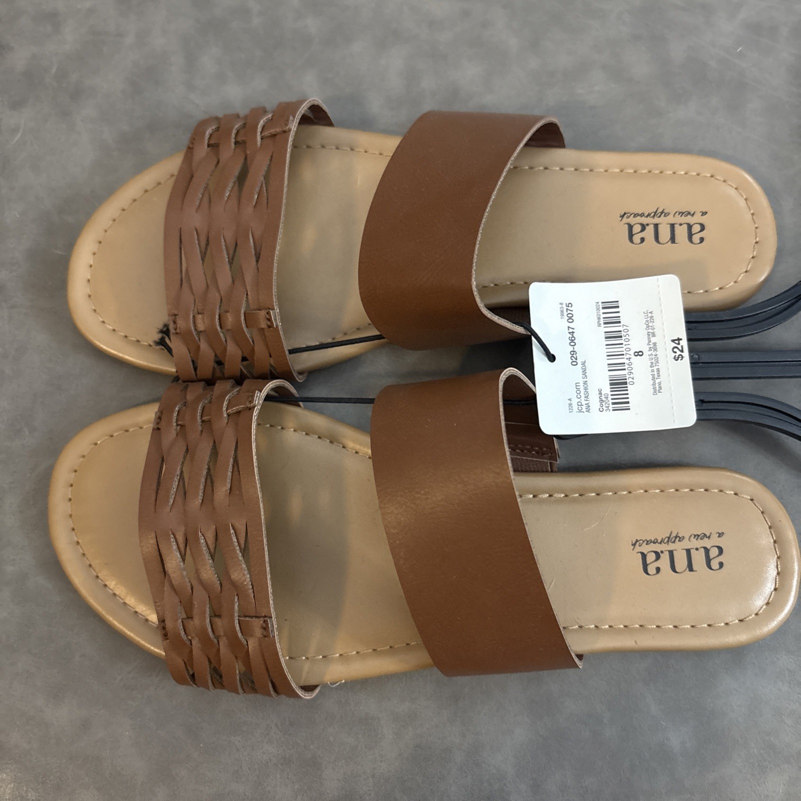 a.n.a Women’s Dual Band Cognac Sandals Flip Flops Shoe 8M 🆕 Retail $24