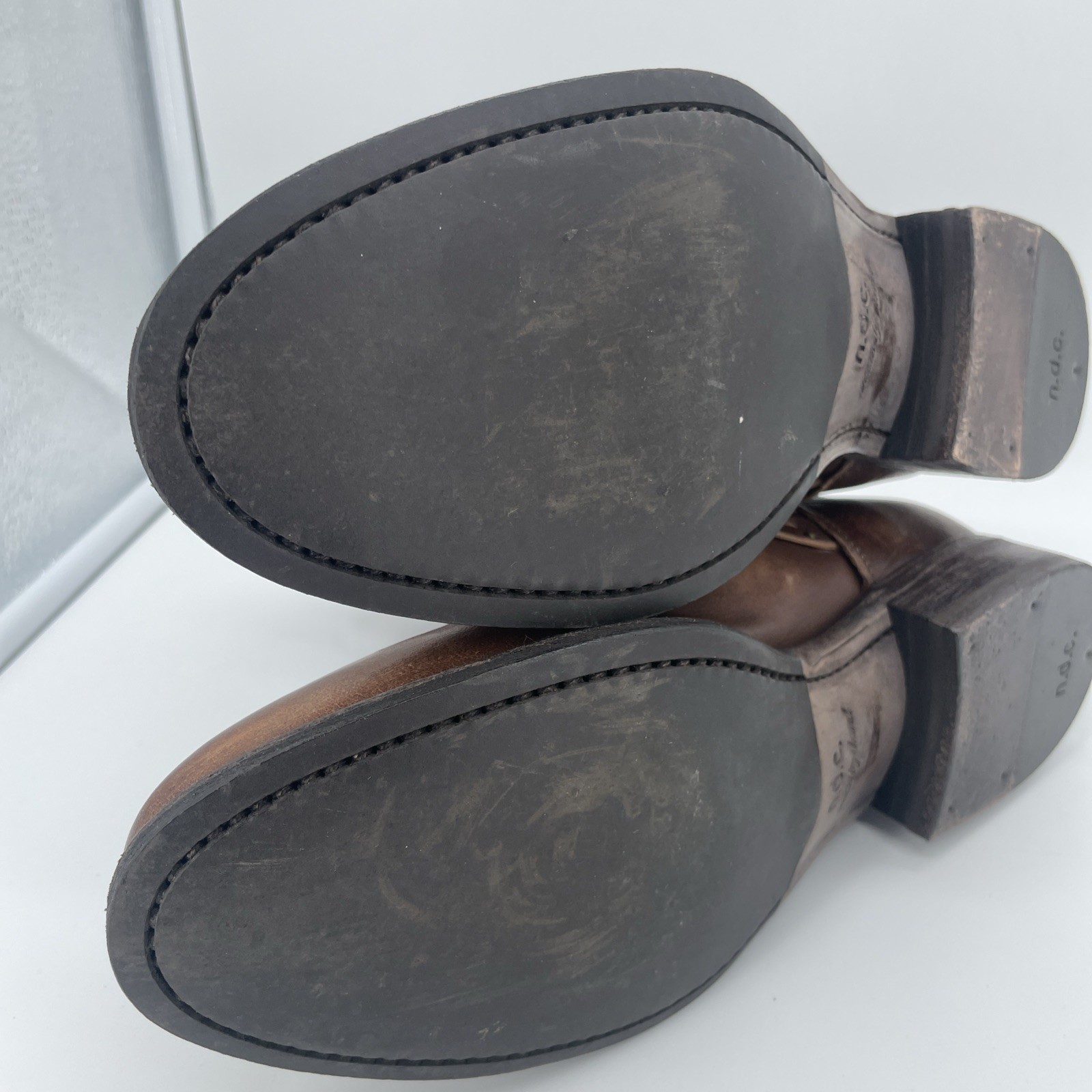N.D.C. Made By Hand Boots Womens 39 / 8 Brown Leather Ankle Booties Low Heel