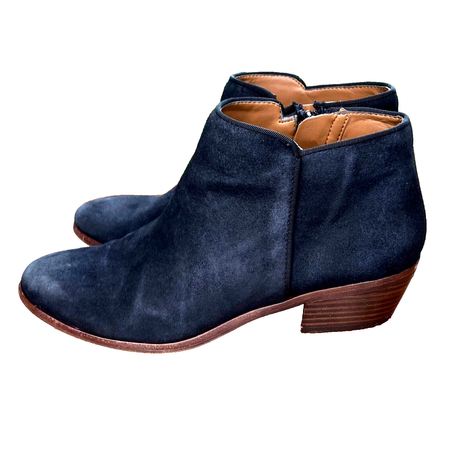 Sam Edelman Petty Block Heel Ankle Bootie Black Suede Leather Boot Womens 7.5