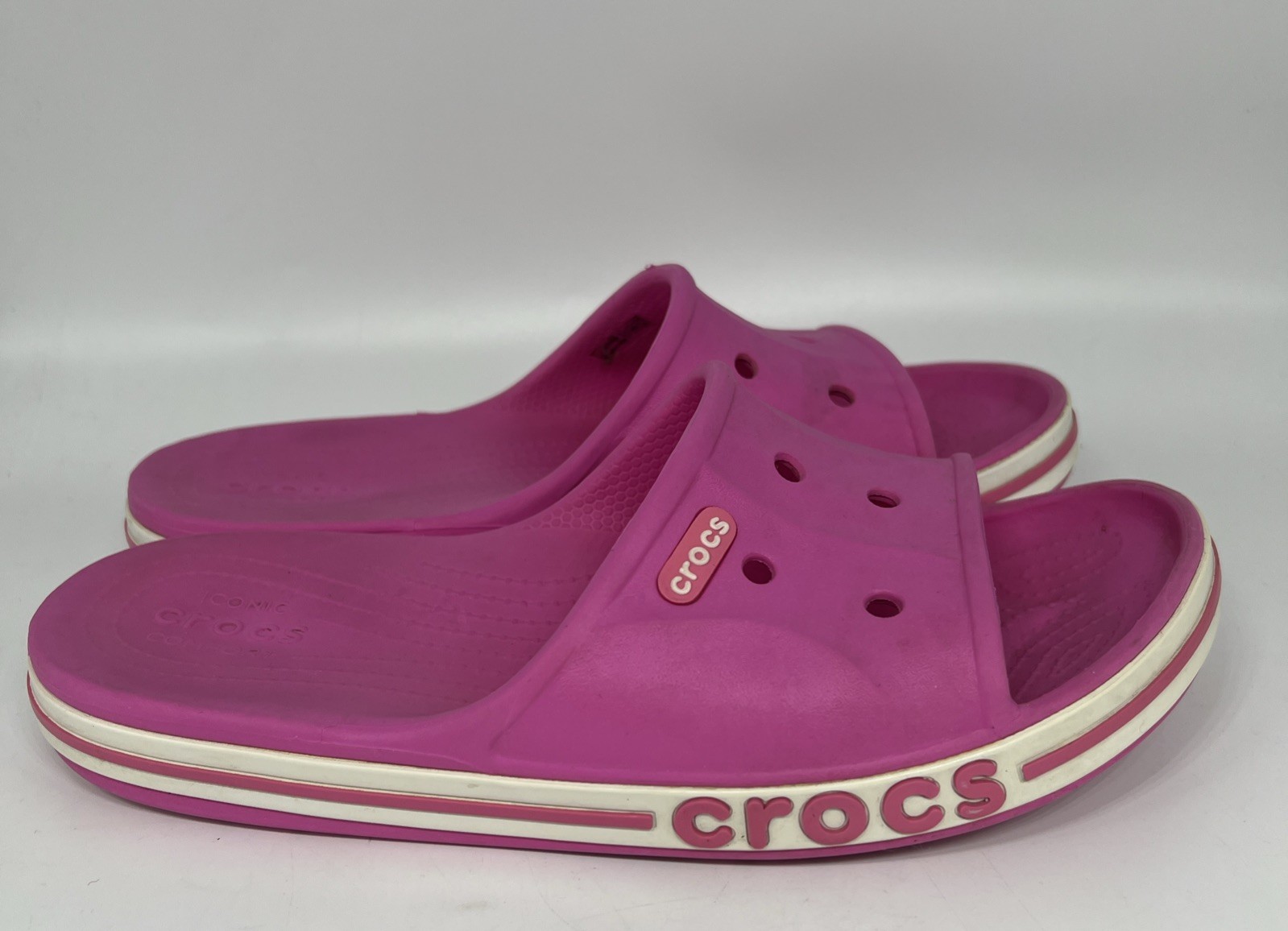 Crocs Adult Pink Unisex Bayaband Slide Size Women’s 8 Mens 6 gently used