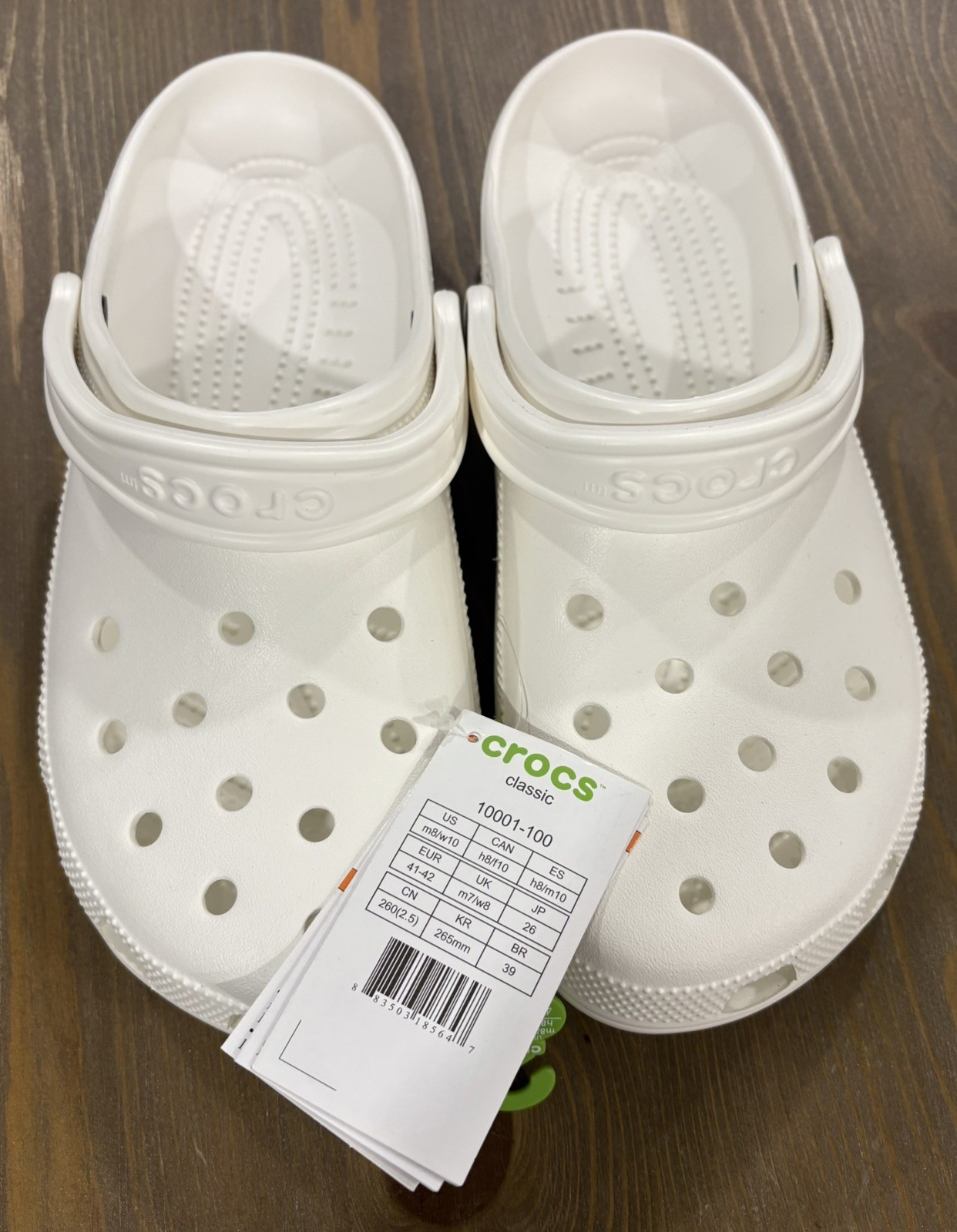 New Crocs Unisex Adult Lightweight Classic Clogs White Size 8 Men/10 Women