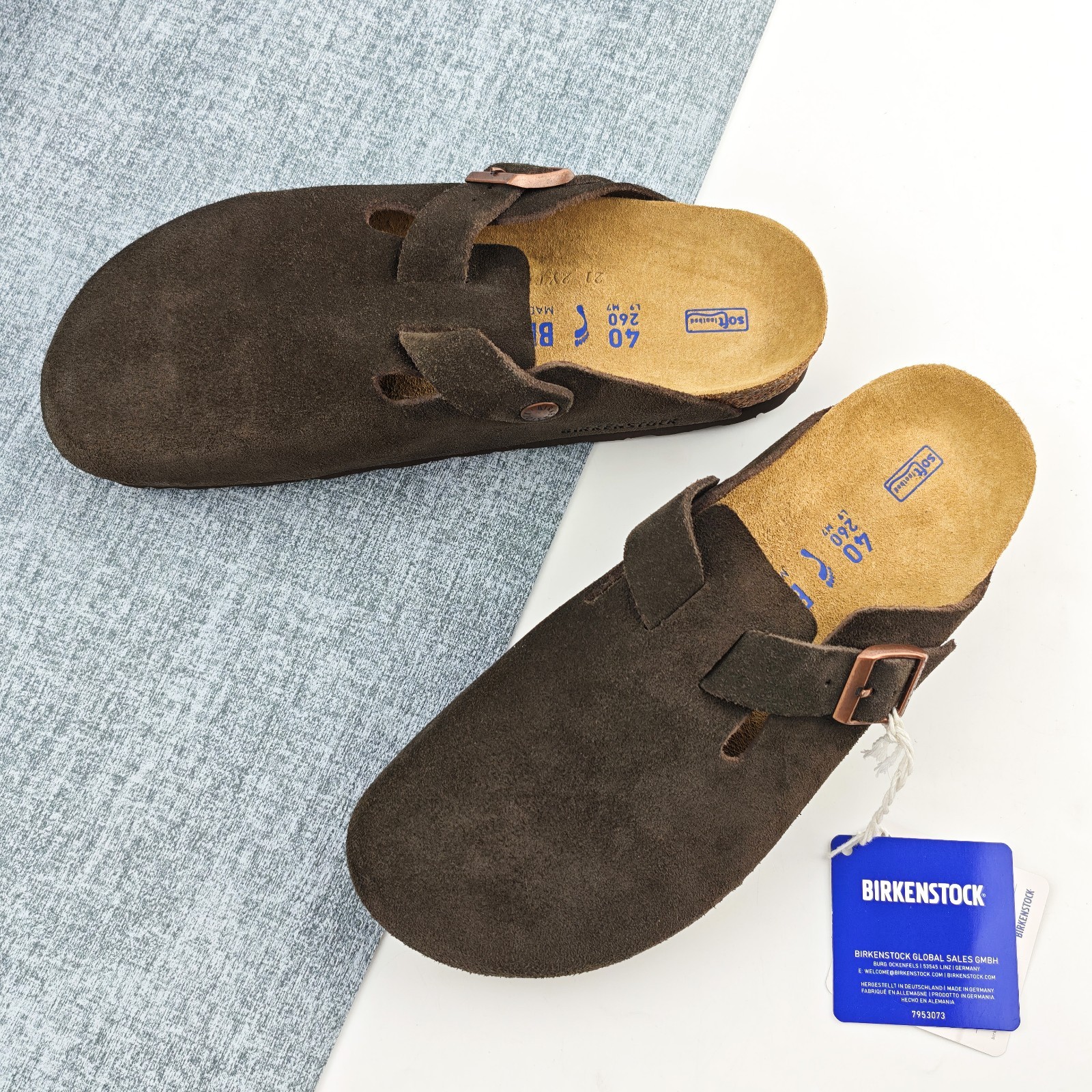 Birkenstock Boston Unisex Flat Shoes Mocha Suede Soft Footbed Multiple Sizes