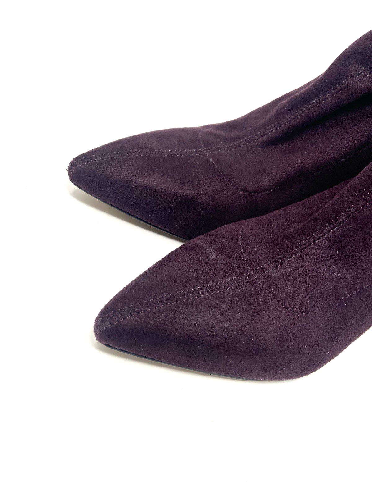Express Purple Plum Burgundy Suede Zip Up Ankle Boots Womens Chunky High Heel -8
