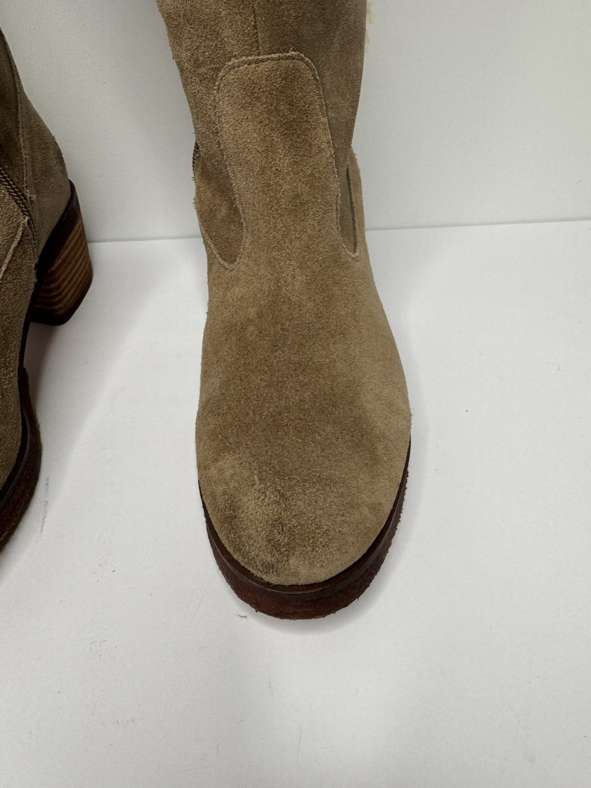 VINCE CAMUTO Shianne OTK Suede Vegan Fur Size 6.5M Taupe Women Boots