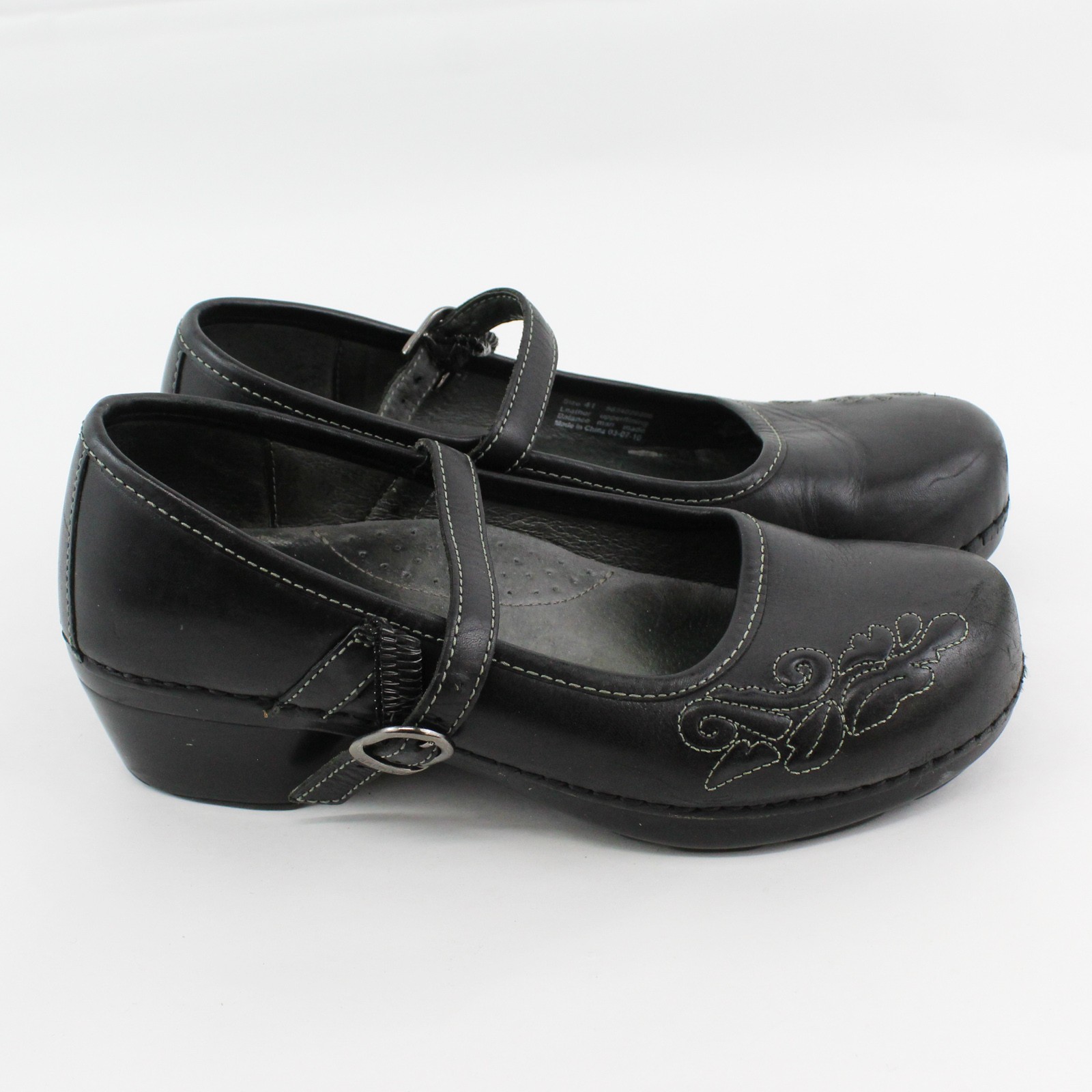 Dansko Black Leather Savannah Mary Jane Clogs Women’s Size 7.5-8, 41