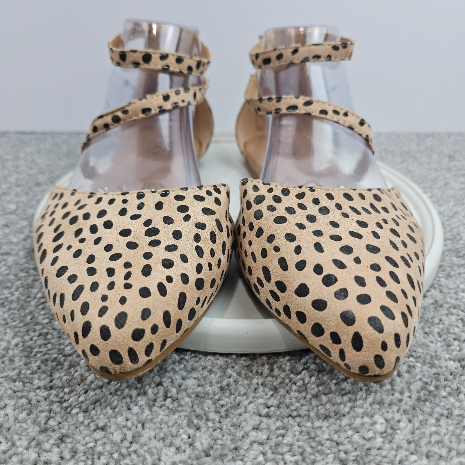 Torrid Ankle Strap D’Orsay Flats Shoes Tan Black Cheetah Spot Animal Womens 8.5