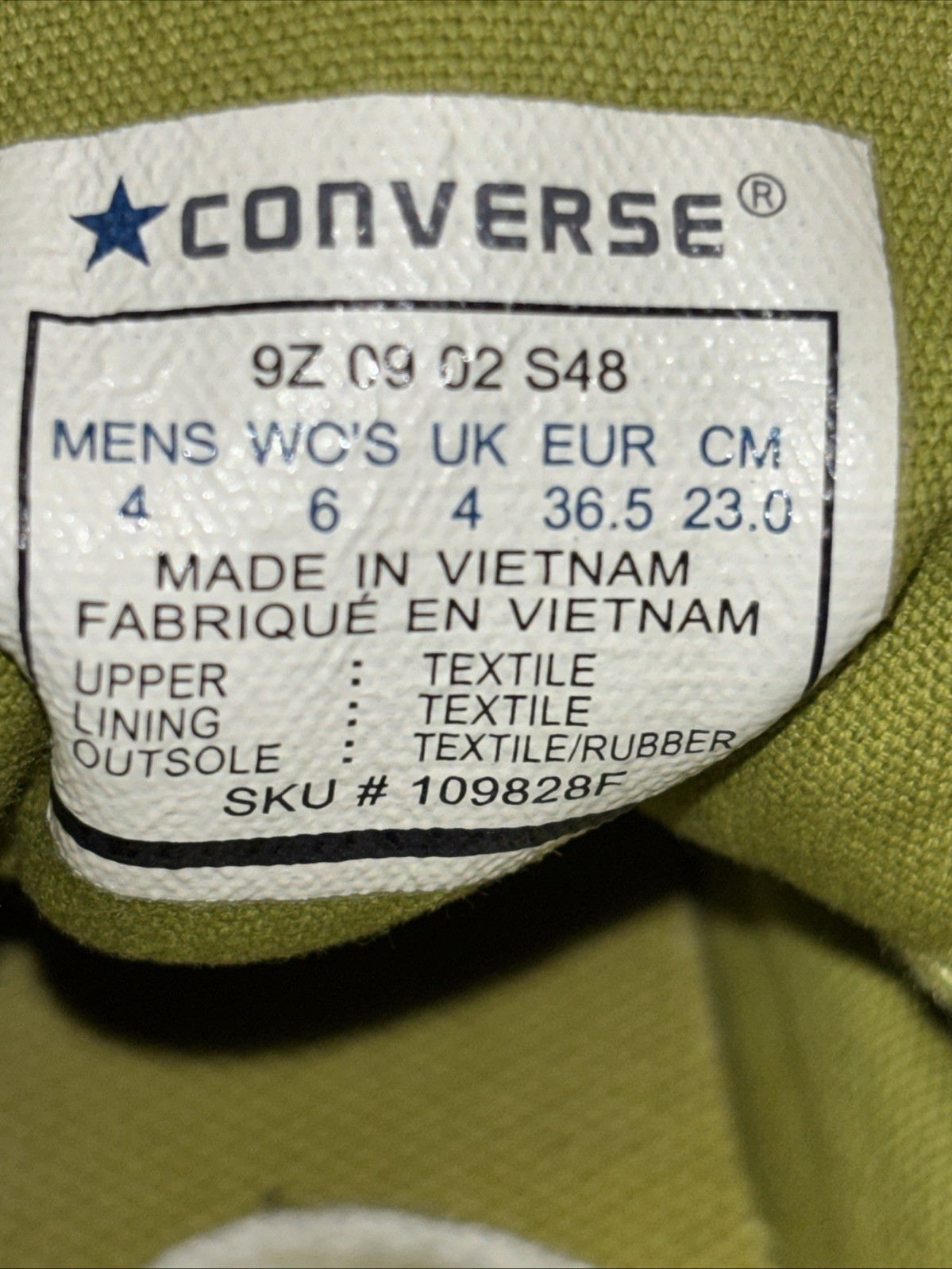 Converse All Star Low Top Green Canvas Sneakers Mens 4 Womens 6 OX