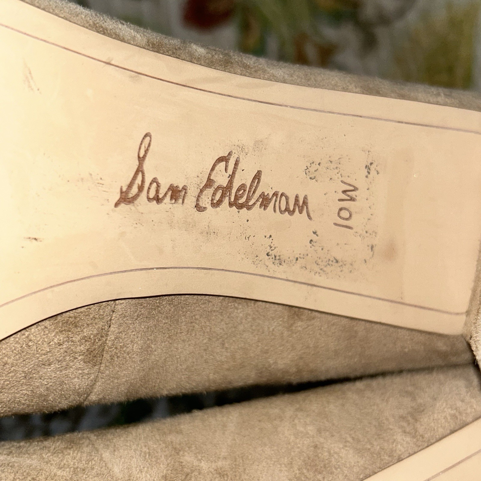 Sam Edelman JUNIE Oatmeal Suede Leather Block 3.25″ High Heel Size 10W