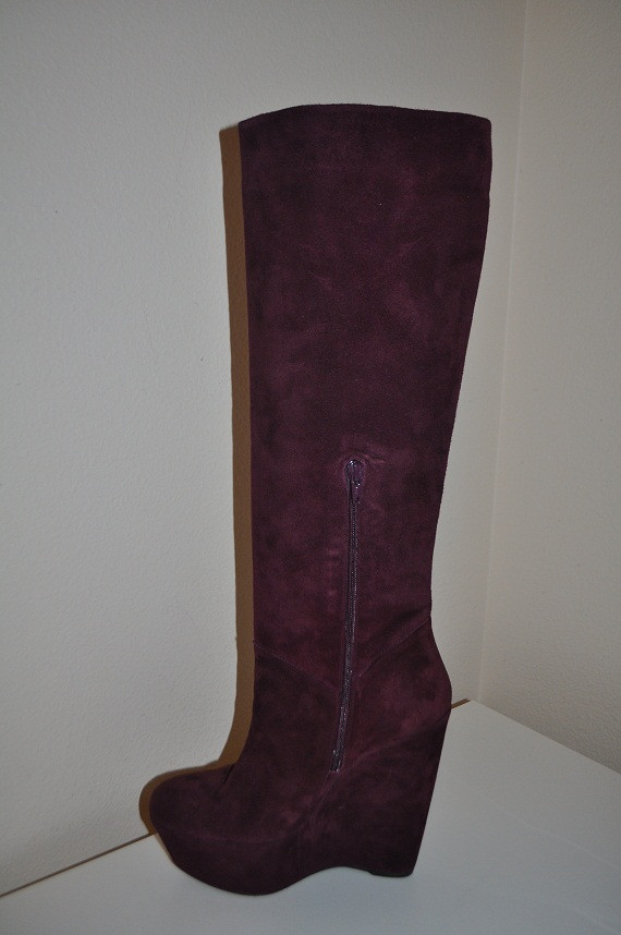 NEW Stuart Weitzman Demiswoon BORDEAUX Burgundy Knee High Wedge Boots Shoes Sz 9