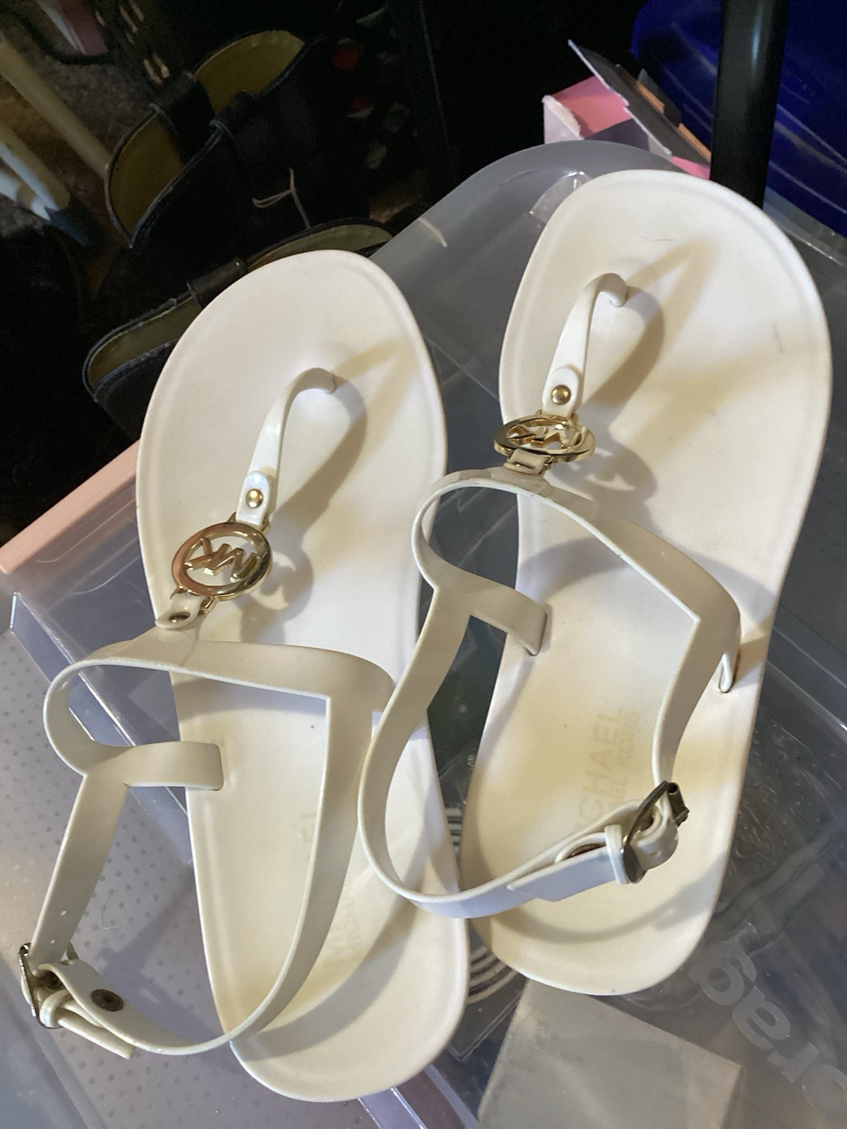 Michael Kors Women’s MK Plate Logo Thong Sandal,