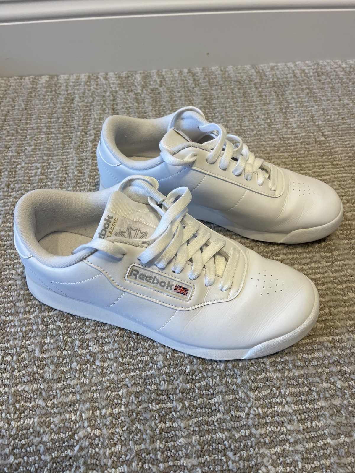 Reebok Classic Princess Shoes Womens 7 White Leather Retro Dance Sneakers