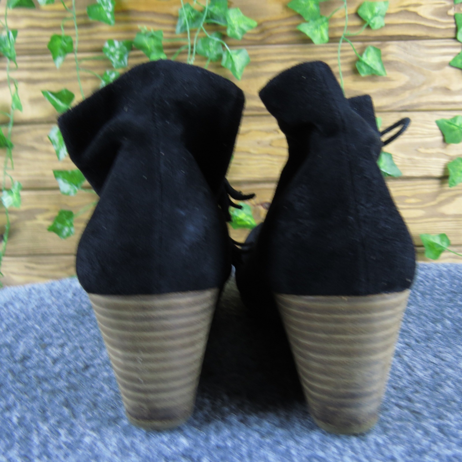Dr. Scholl’s Dakota Women 9.5 Black Fabric Wedge Ankle Boots Comfort Casual Zip