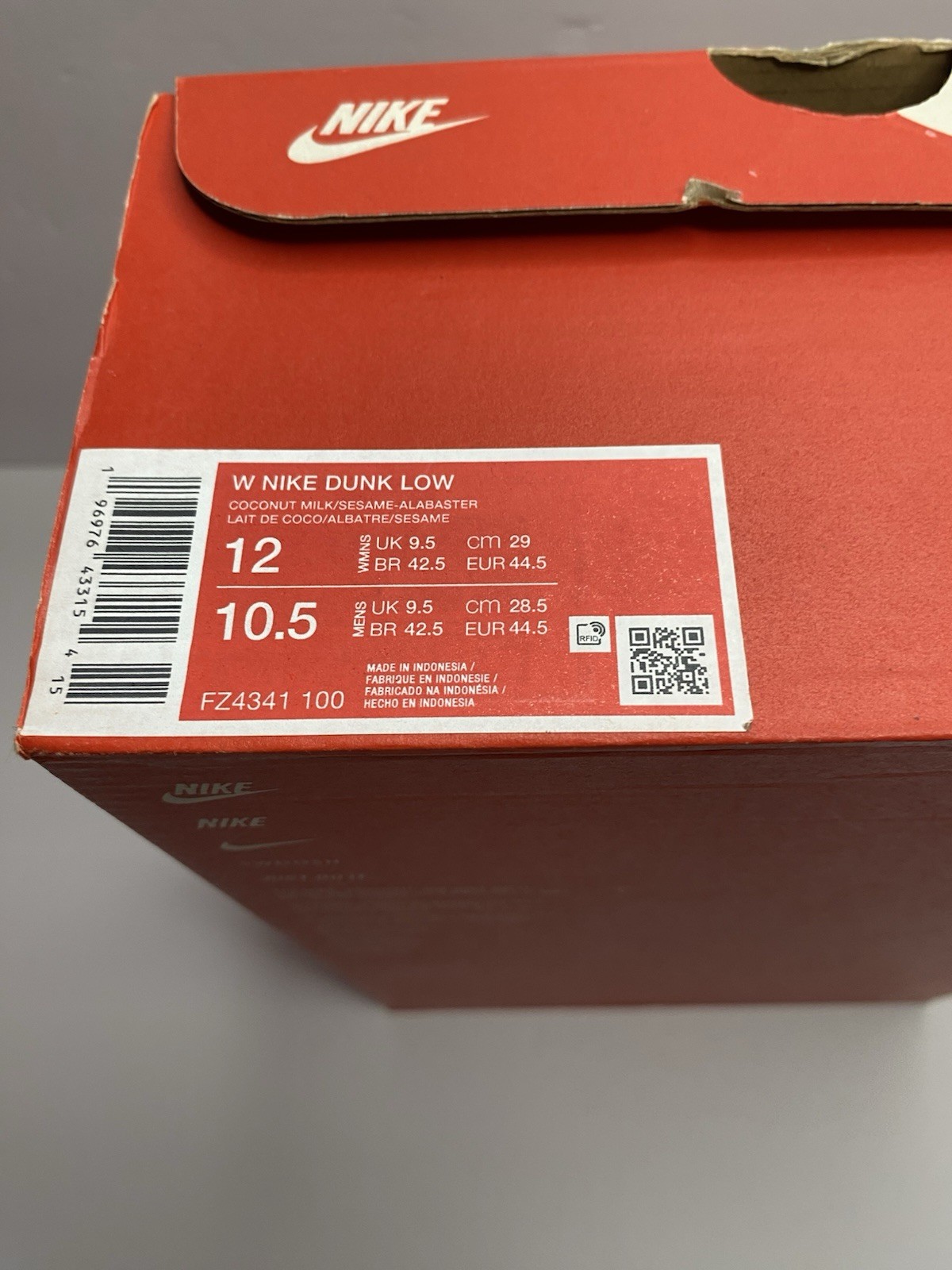 Nike Dunk Low ‘Light Bone Dark Stucco’ Men’s 10.5/Women’s 12 FZ4341-100 New