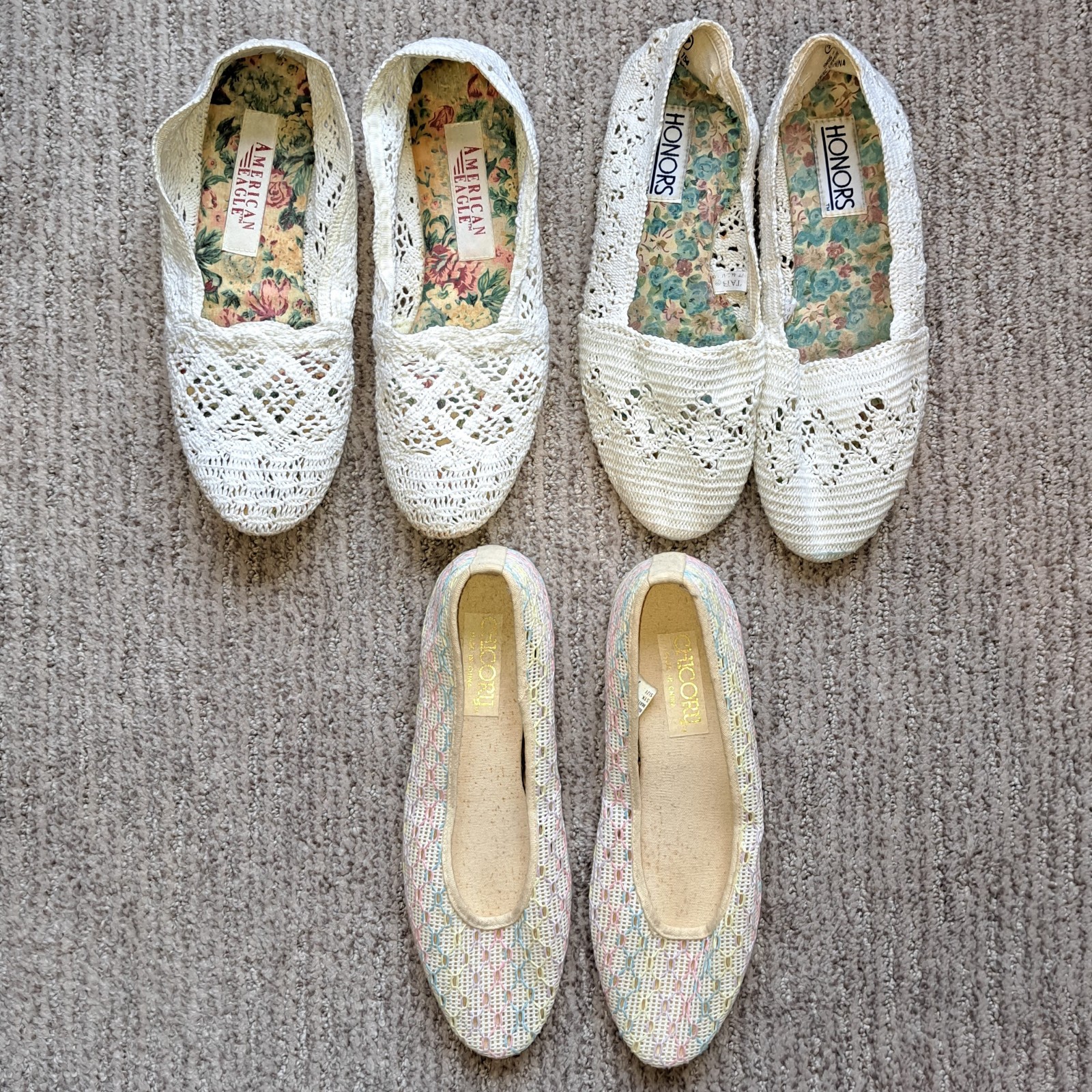 👟Lot of 3 Pairs Vintage American Eagle, Chicory, Honors Womens Flats Shoes Sz 7
