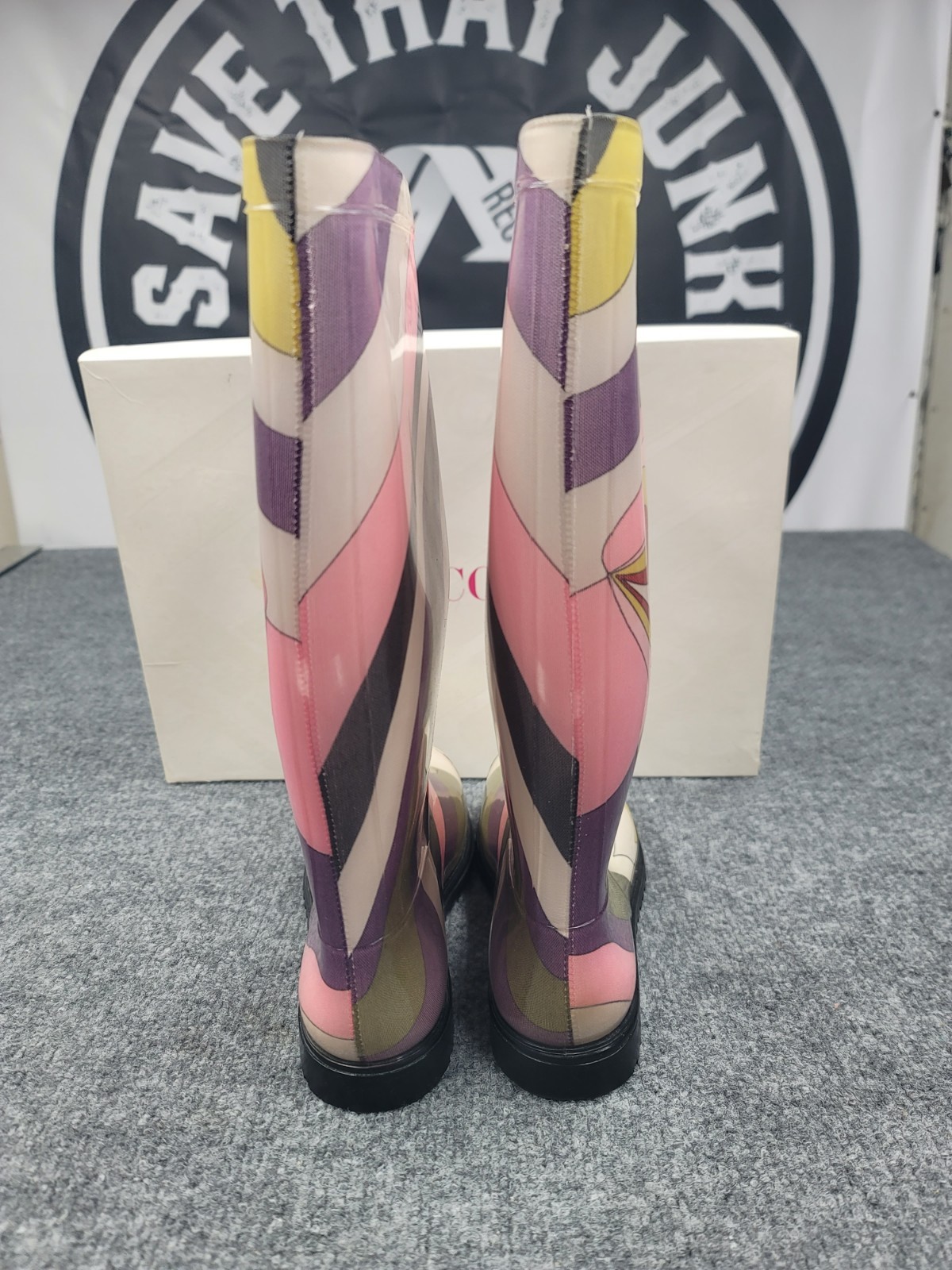 Emilio Pucci Rubber Baby Oval Violet Rain Boots Mid Calf Size 40 Never Worn