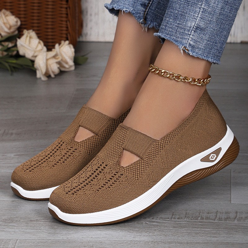 Women’s casual shoes, fly woven breathable shallow mouth cloth shoes lightweight