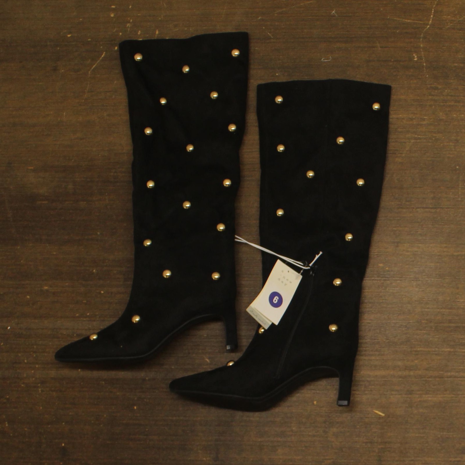 A New Day Studded Mid-Calf Pointed-Toe Boots 94568939 Jet Black / Gold 6M