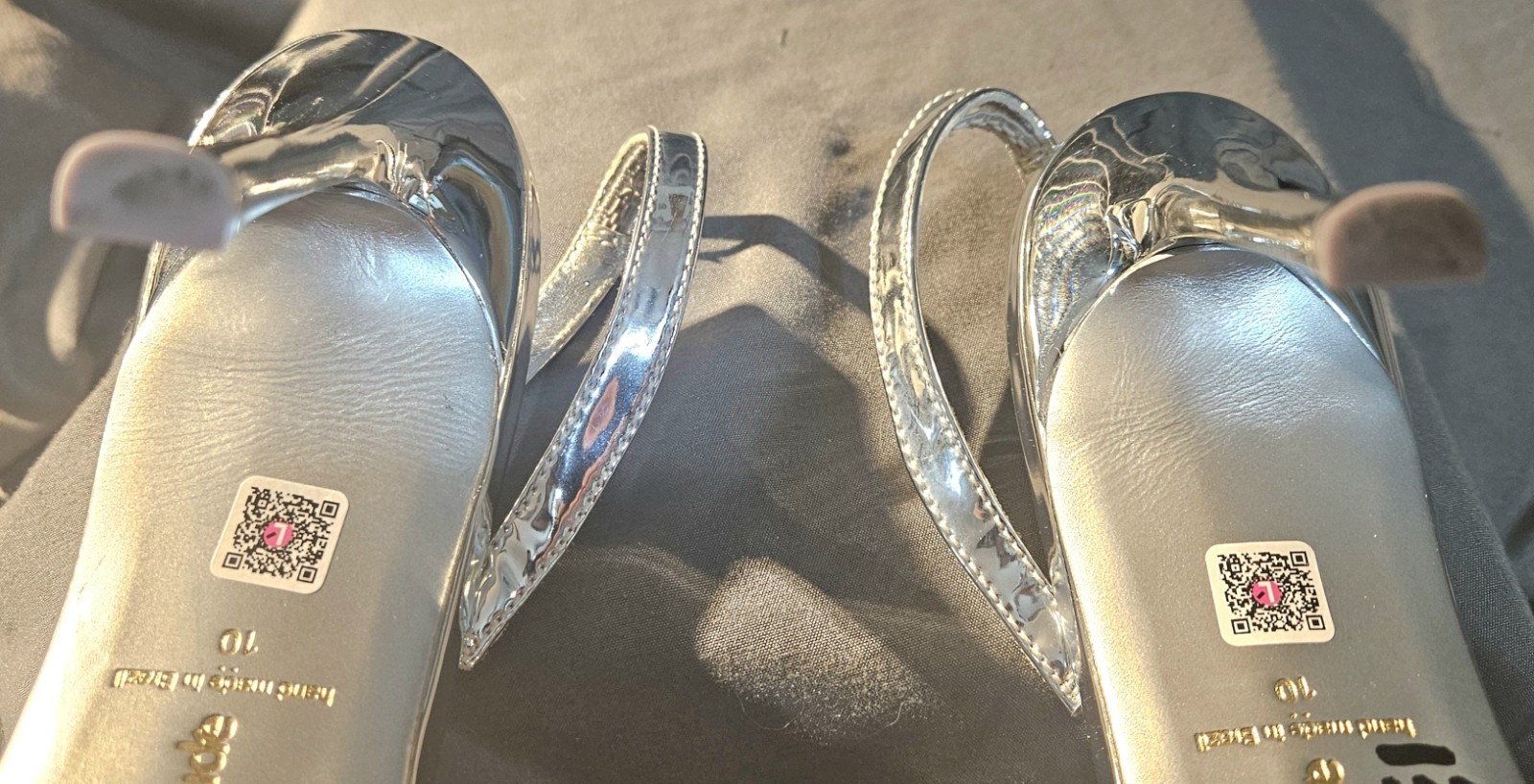 Womens Larroudé Morgan Sandals Silver Specchio Size 10 Stiletto Sling Back…
