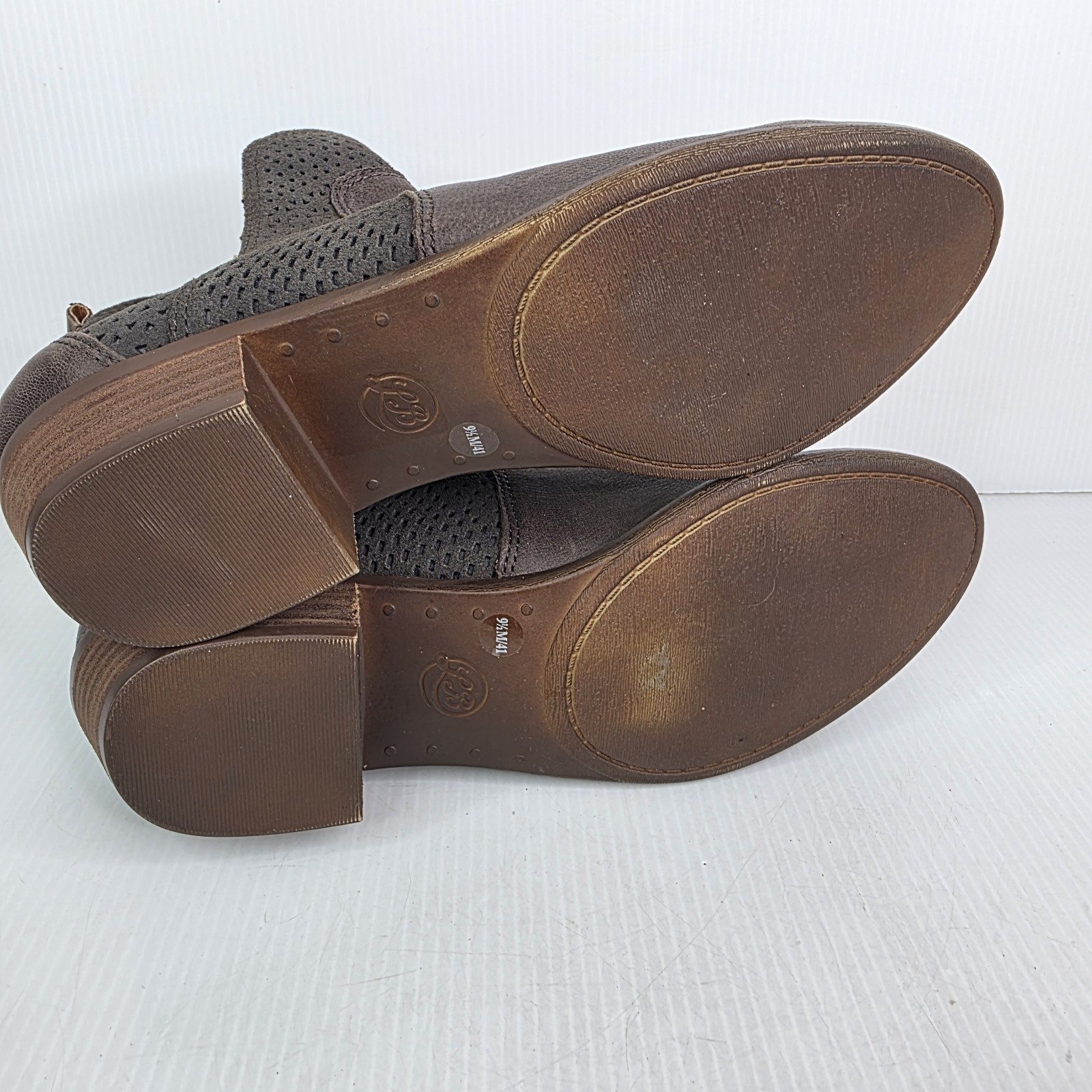 LUCKY BRAND Brown Gray Leather Suede Booties Womens Sz 9.5