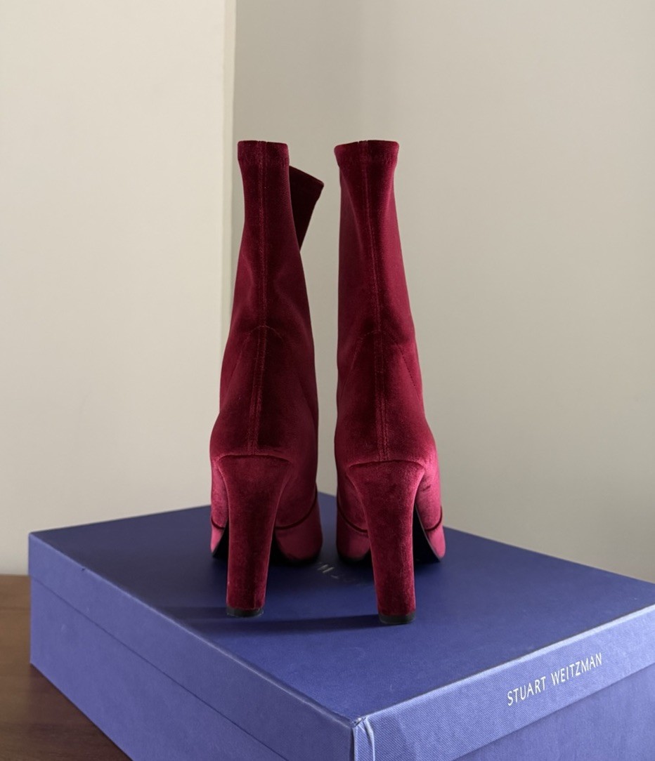 Stuart Weitzman Scarlet Stretch Velvet Clinger Ankle Boots
