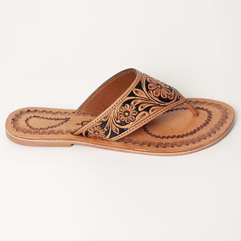 AD American Darling ADFTE104A Hand tooled carved genuine leather sandal