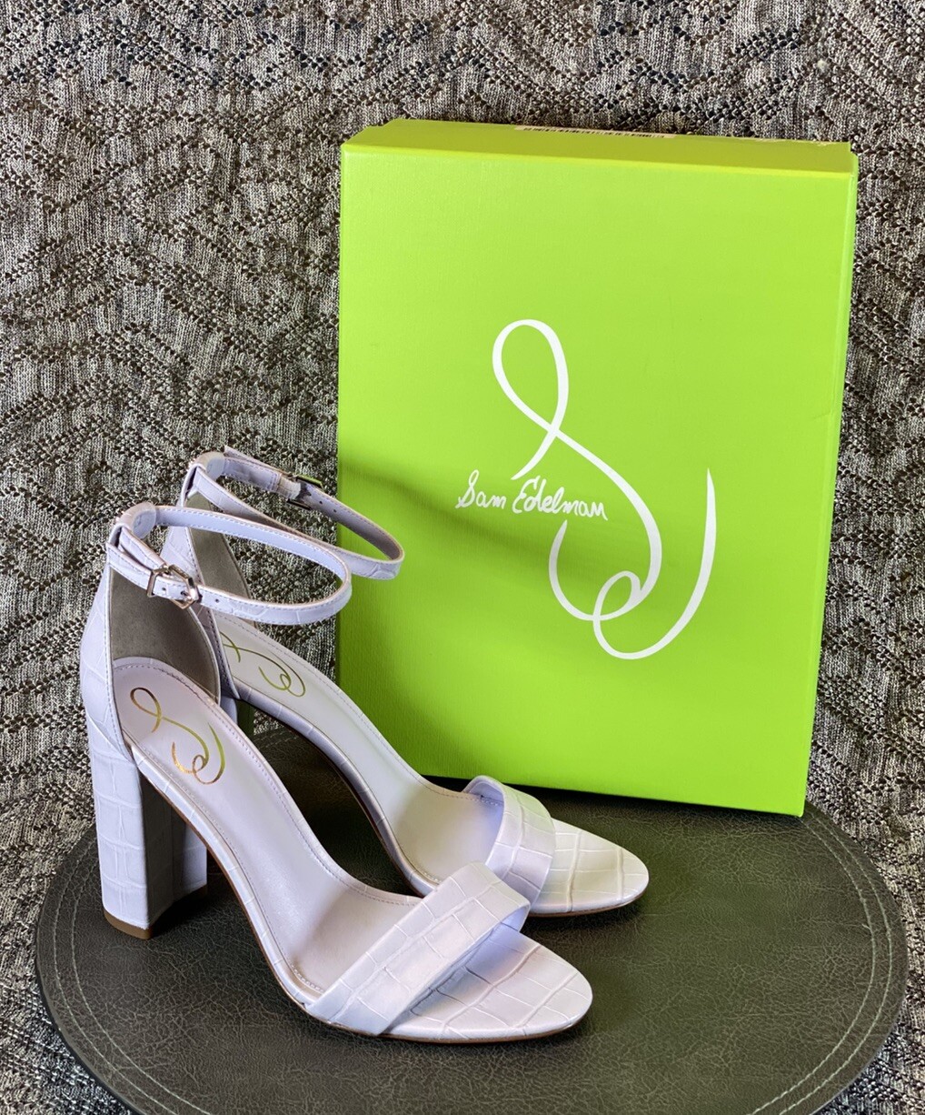 Sam Edelman Yaro Sandal Ankle Strap Heel Size 9.5 Lilac Croc