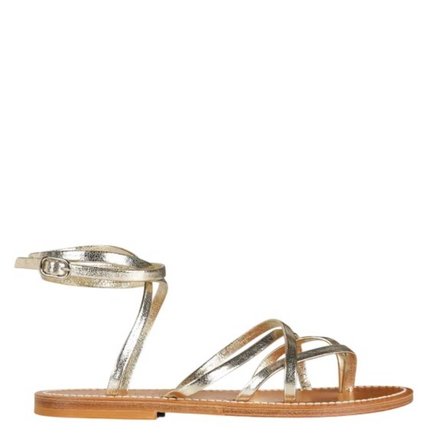 K Jacques Metallic Leather Zenobie Flat Sandals