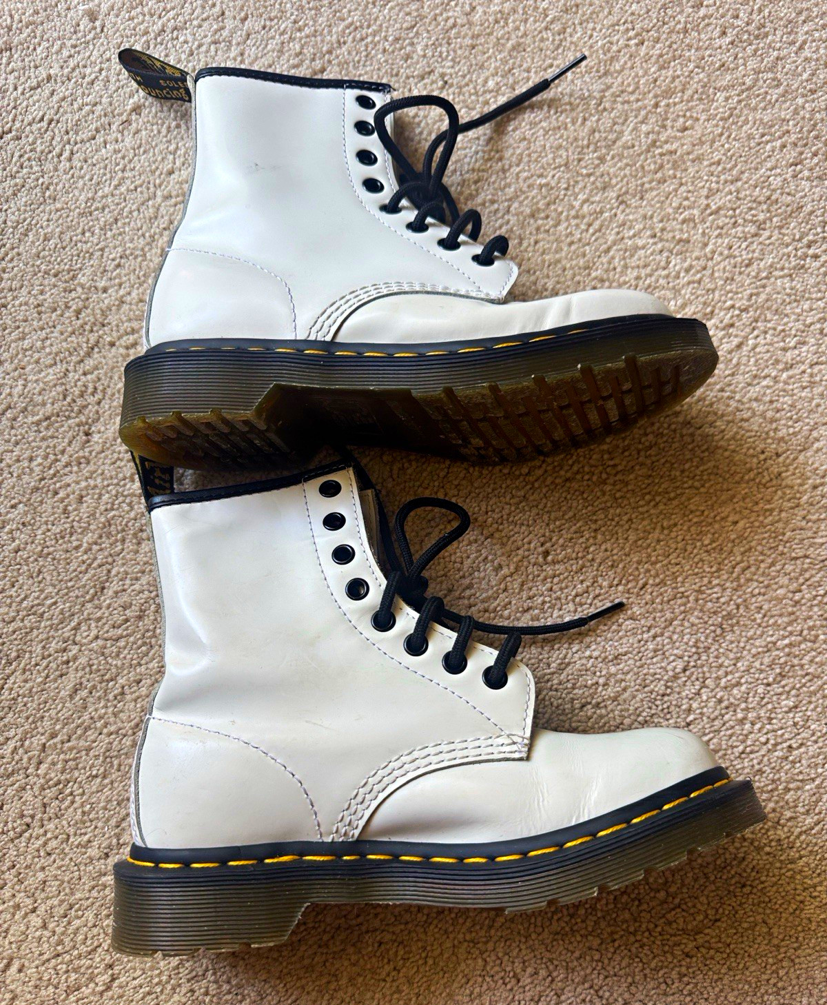 Dr. Martens Women’s White Leather Ankle Combat Boots Lace Up US 5 EU 36