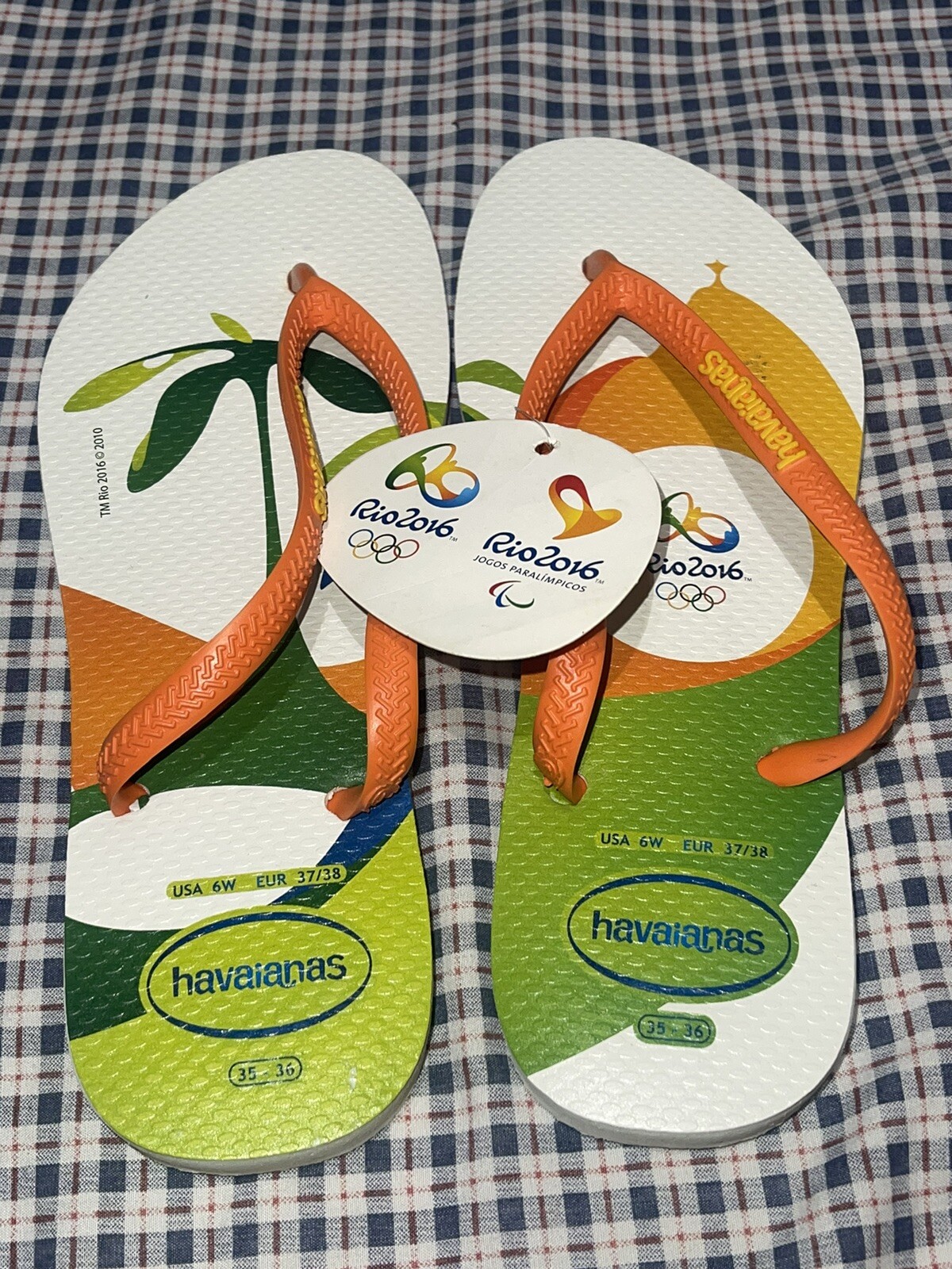 Havaianas Rio 2016 Olympics Flip Flops Sandals 6 Womens Eur 37/38 (NWT)
